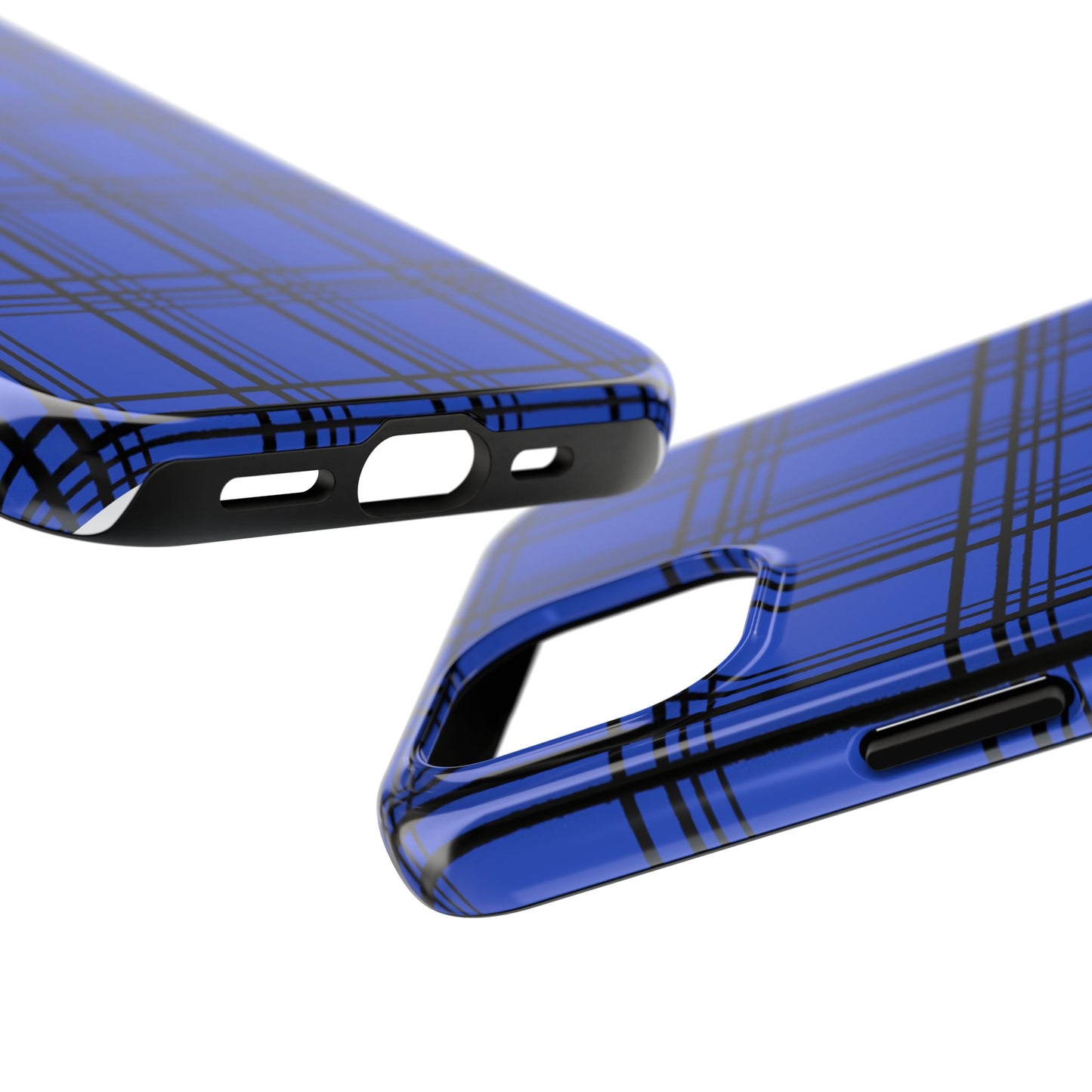 Glad Plaid Blue / Black Phone Case