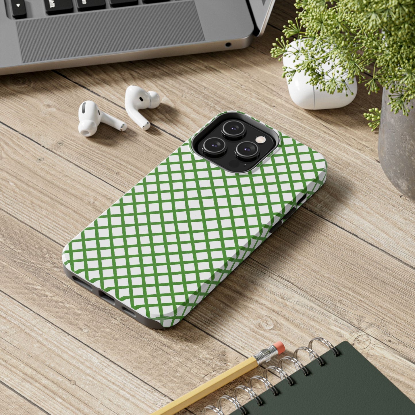 Trellis White / Green Phone Case