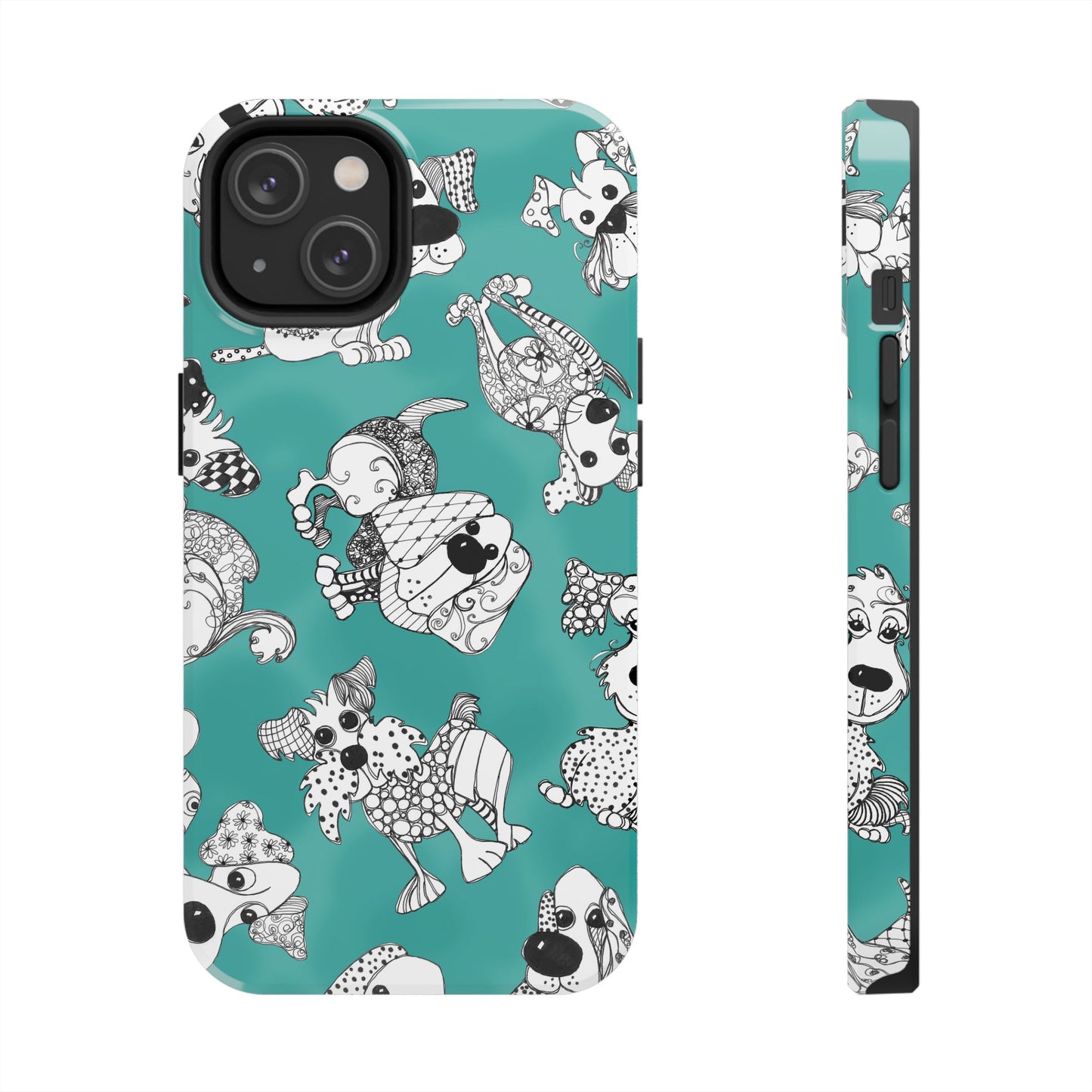 Doodle Dogs Turquoise Phone Case