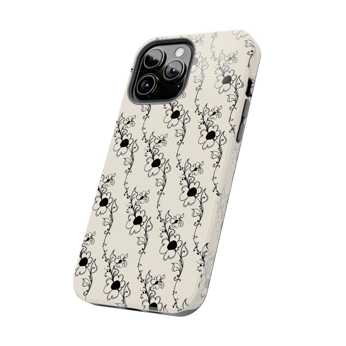 Diagonal Daisies Ivory / Black Phone Case