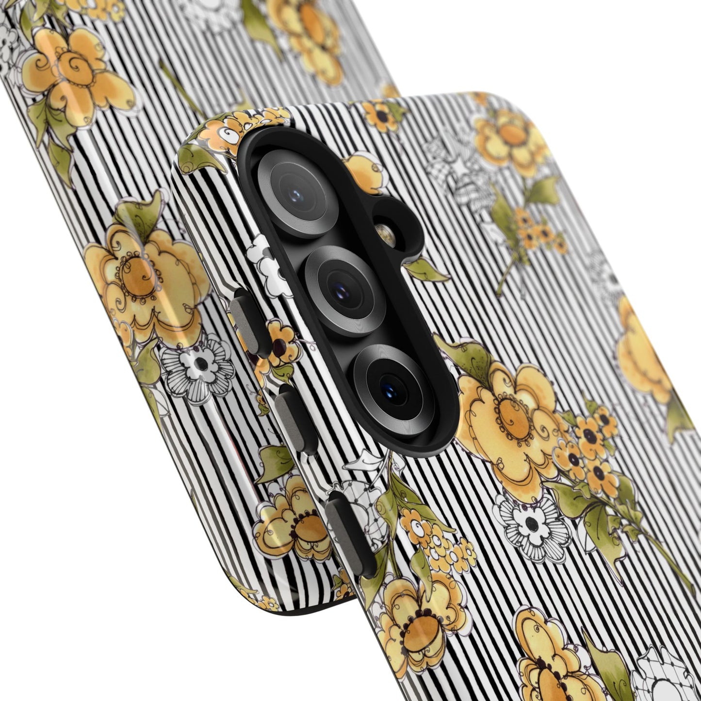 Bee Floral White / Black Phone Case