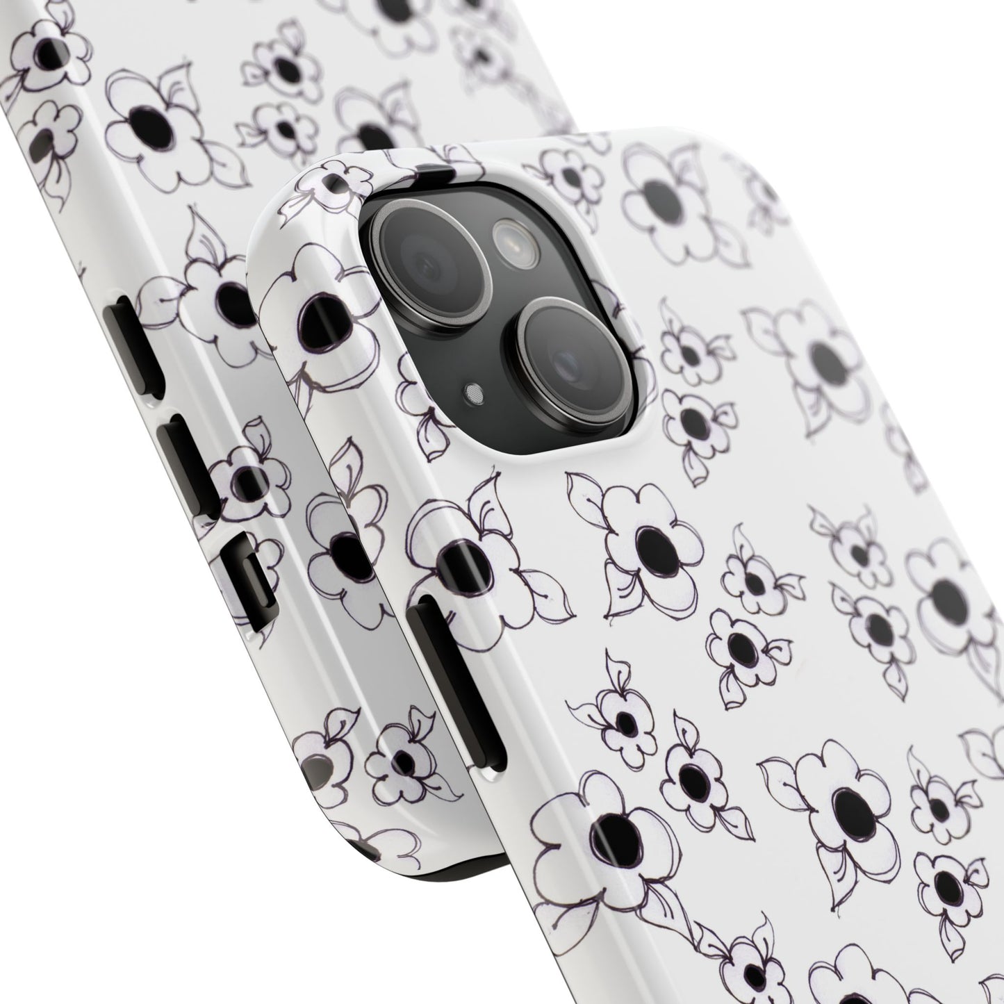 Daisy Cluster White / Black Phone Case