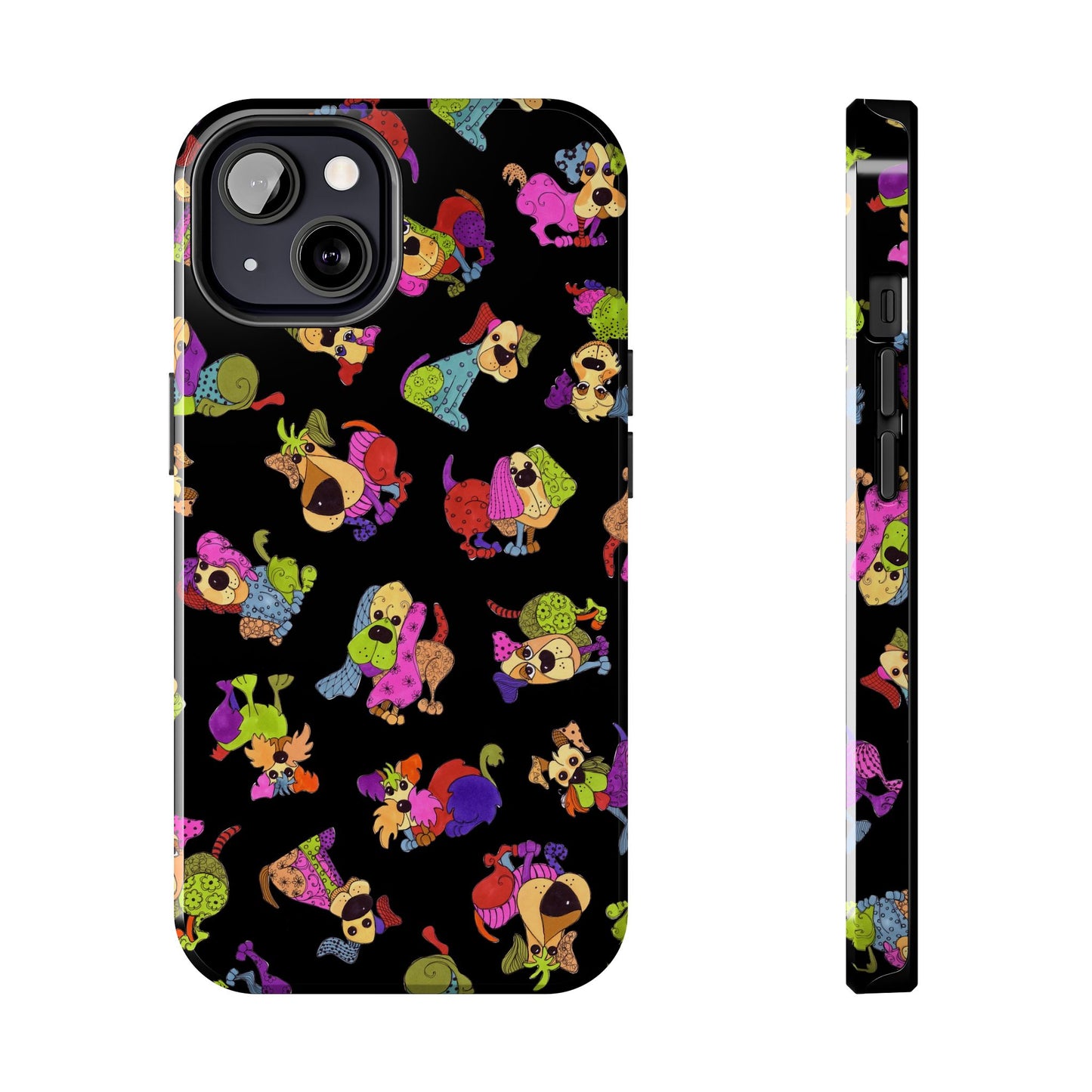 Tossed Happy Dogs Black Phone Case