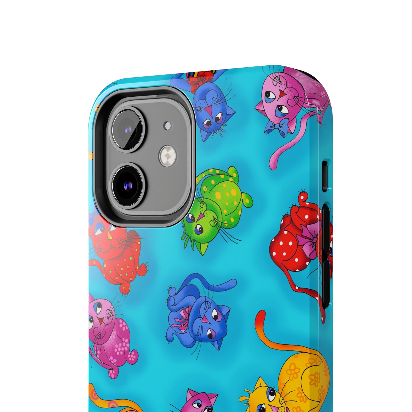 Tossed Cool Cats Turquoise Phone Case