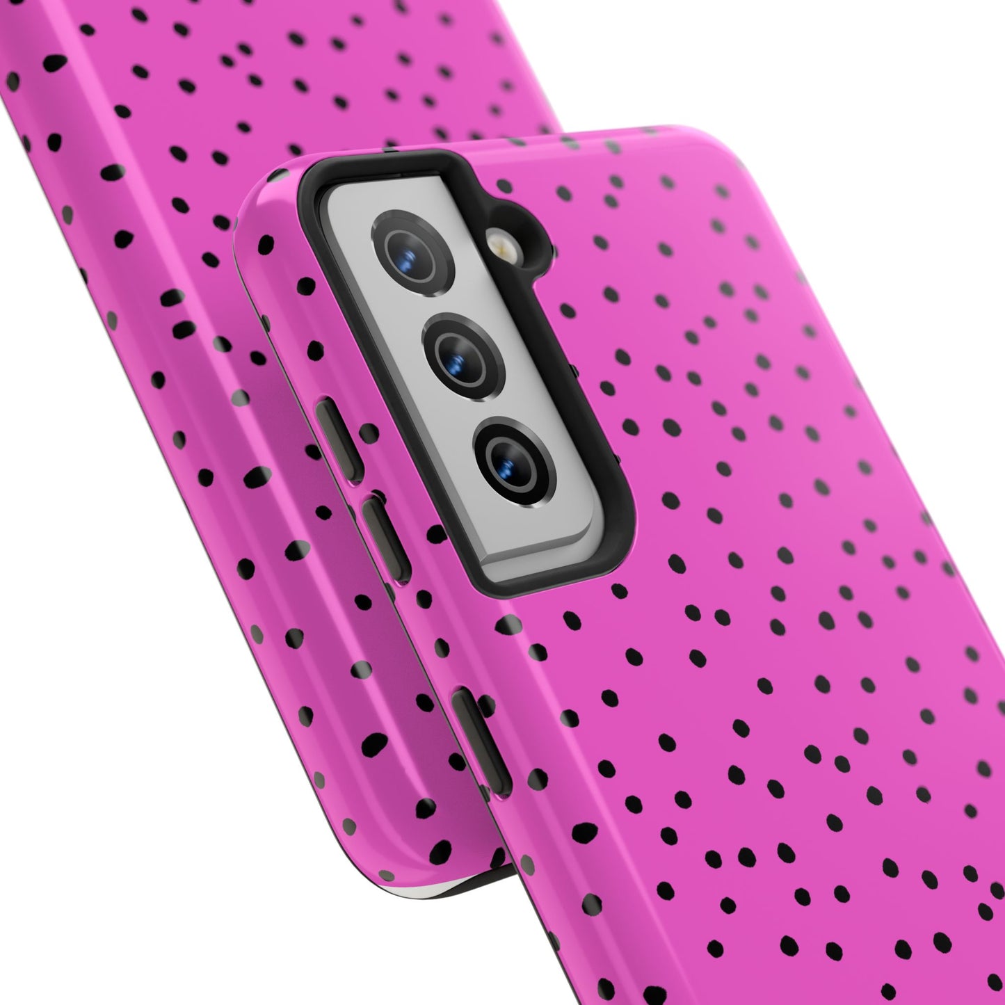 Dinky Dots Cerise / Black Phone Case