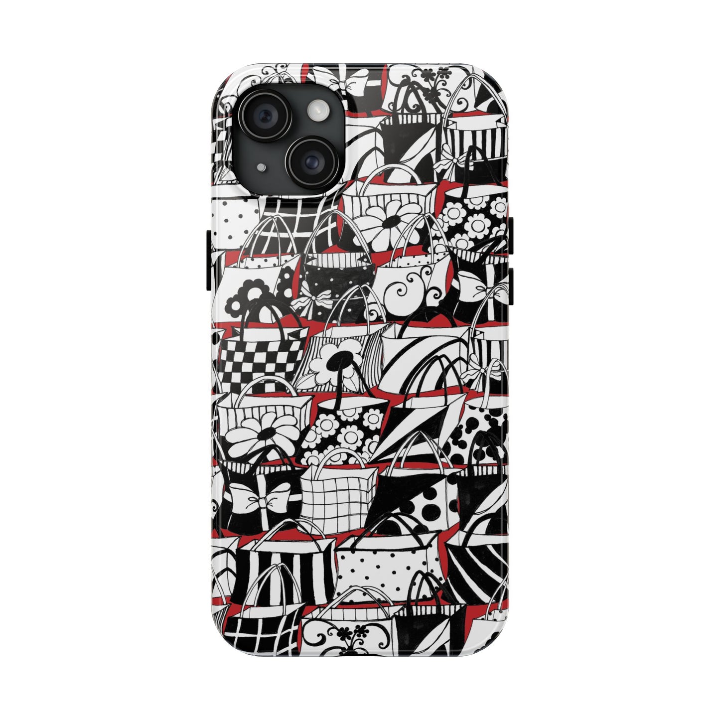 Totally Black, White & Red Phone Case