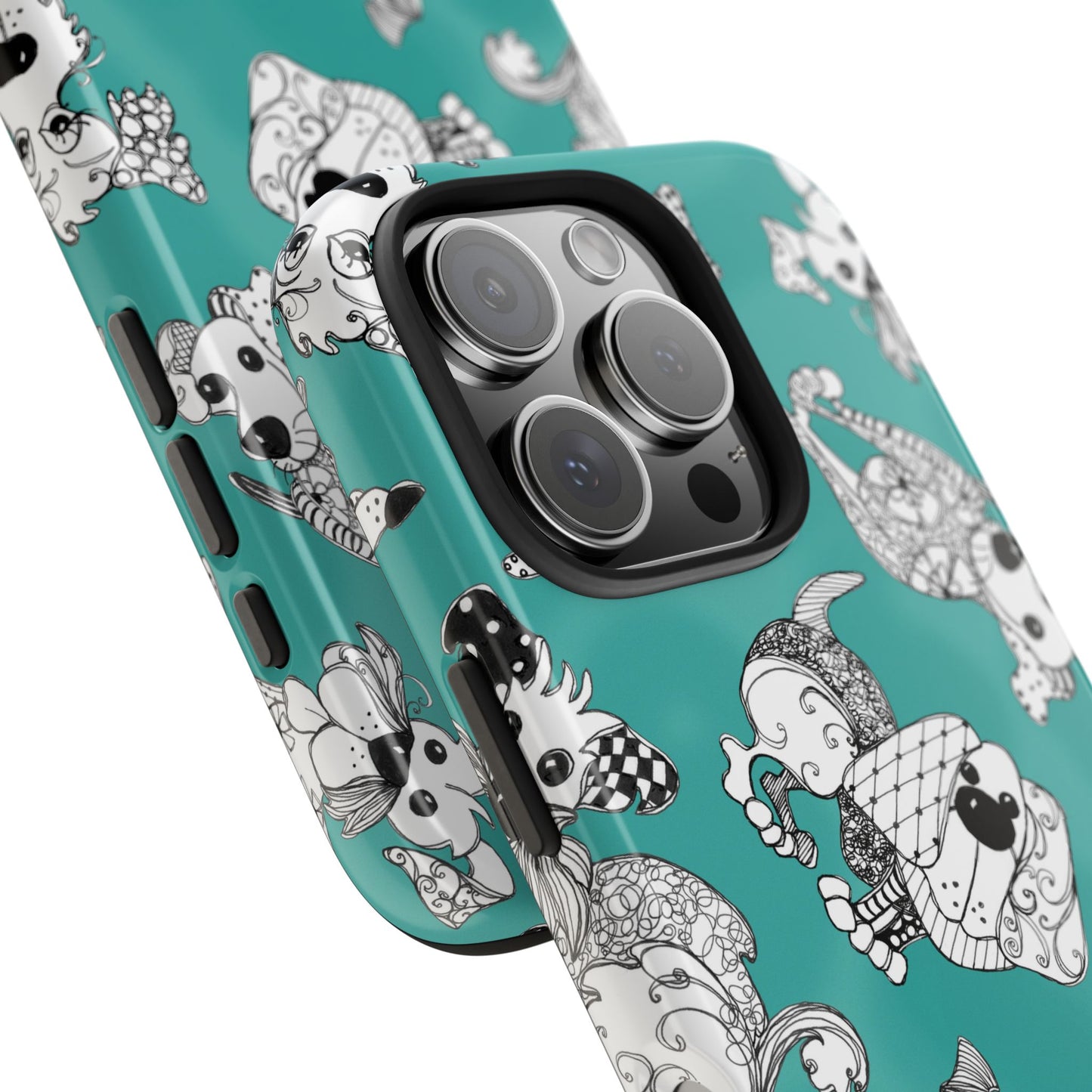 Doodle Dogs Turquoise Phone Case