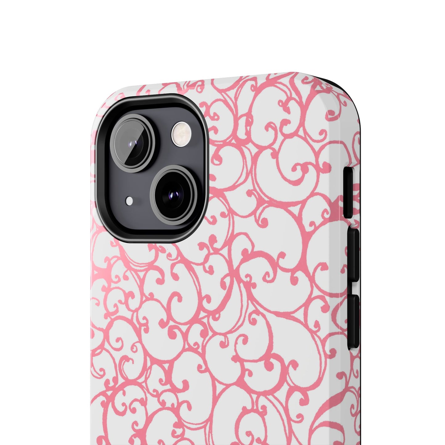 Scrollie White / Pink Phone Case