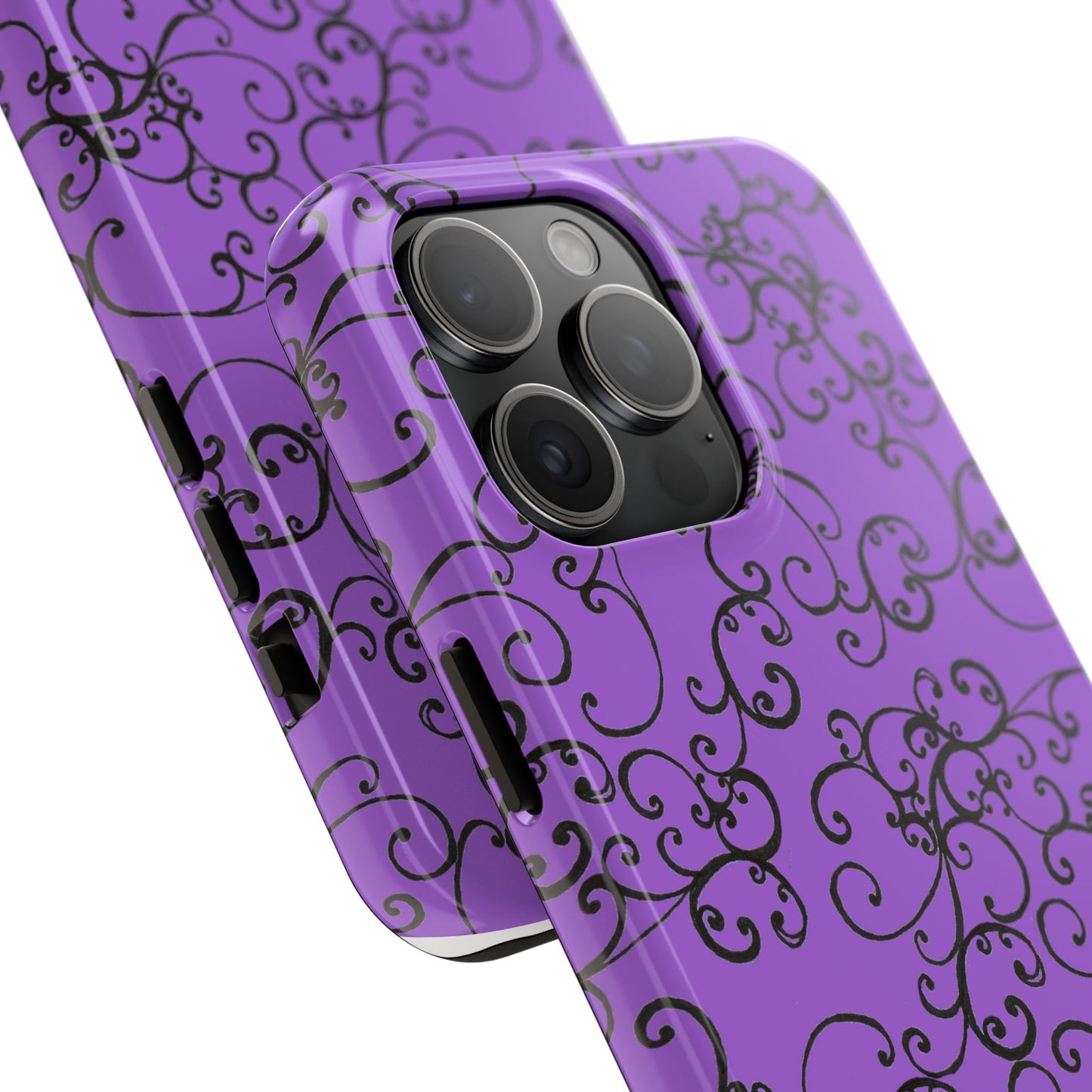 Elegant Scroll Purple / Black Phone Case