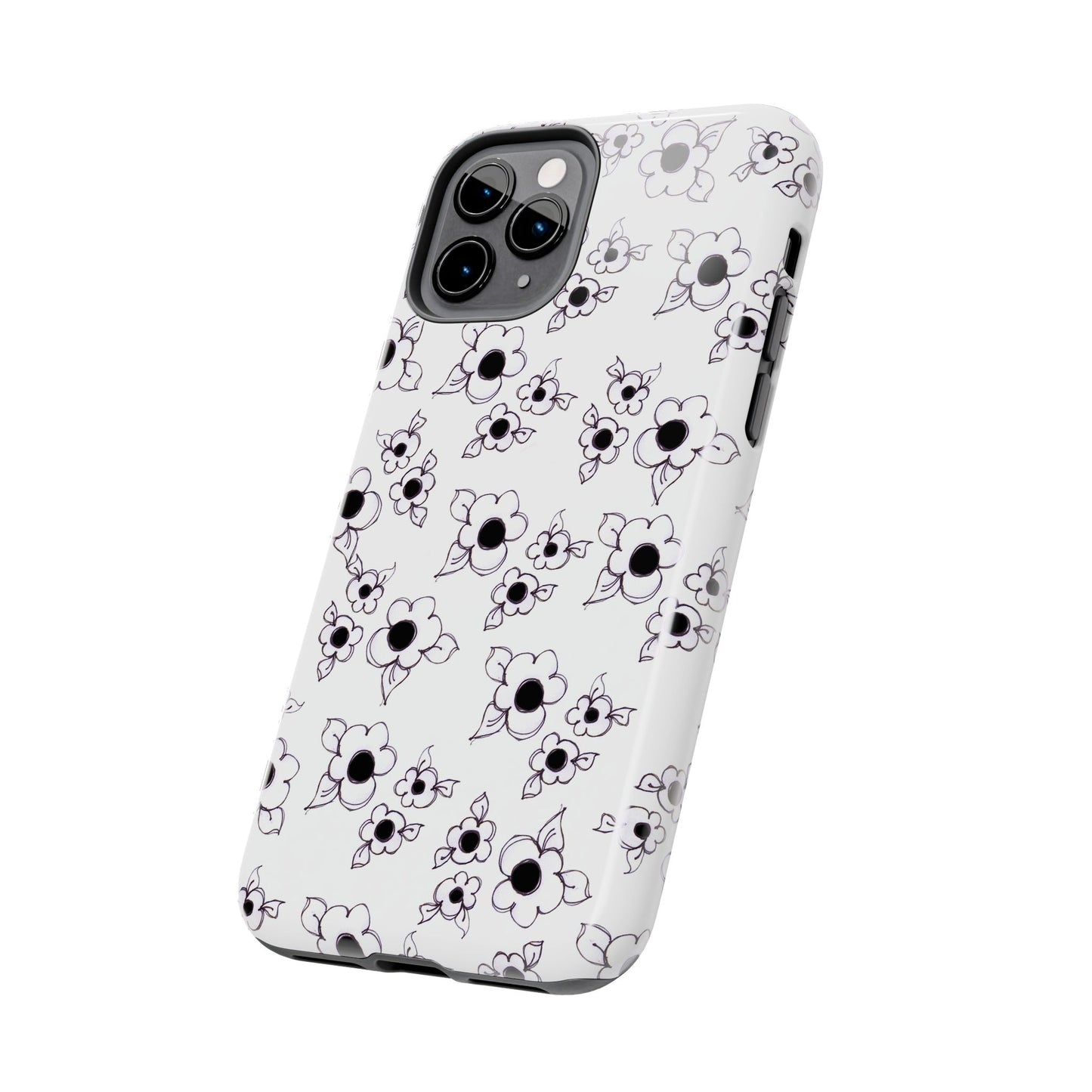 Daisy Cluster White / Black Phone Case