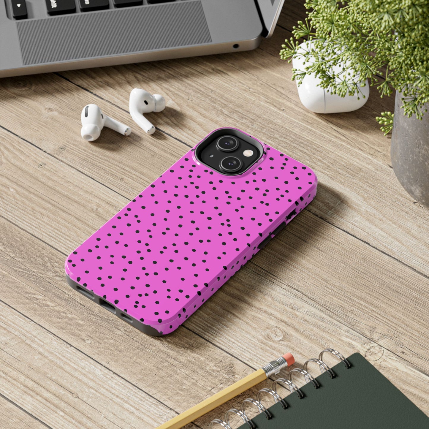 Dinky Dots Hot Pink / Black Phone Case