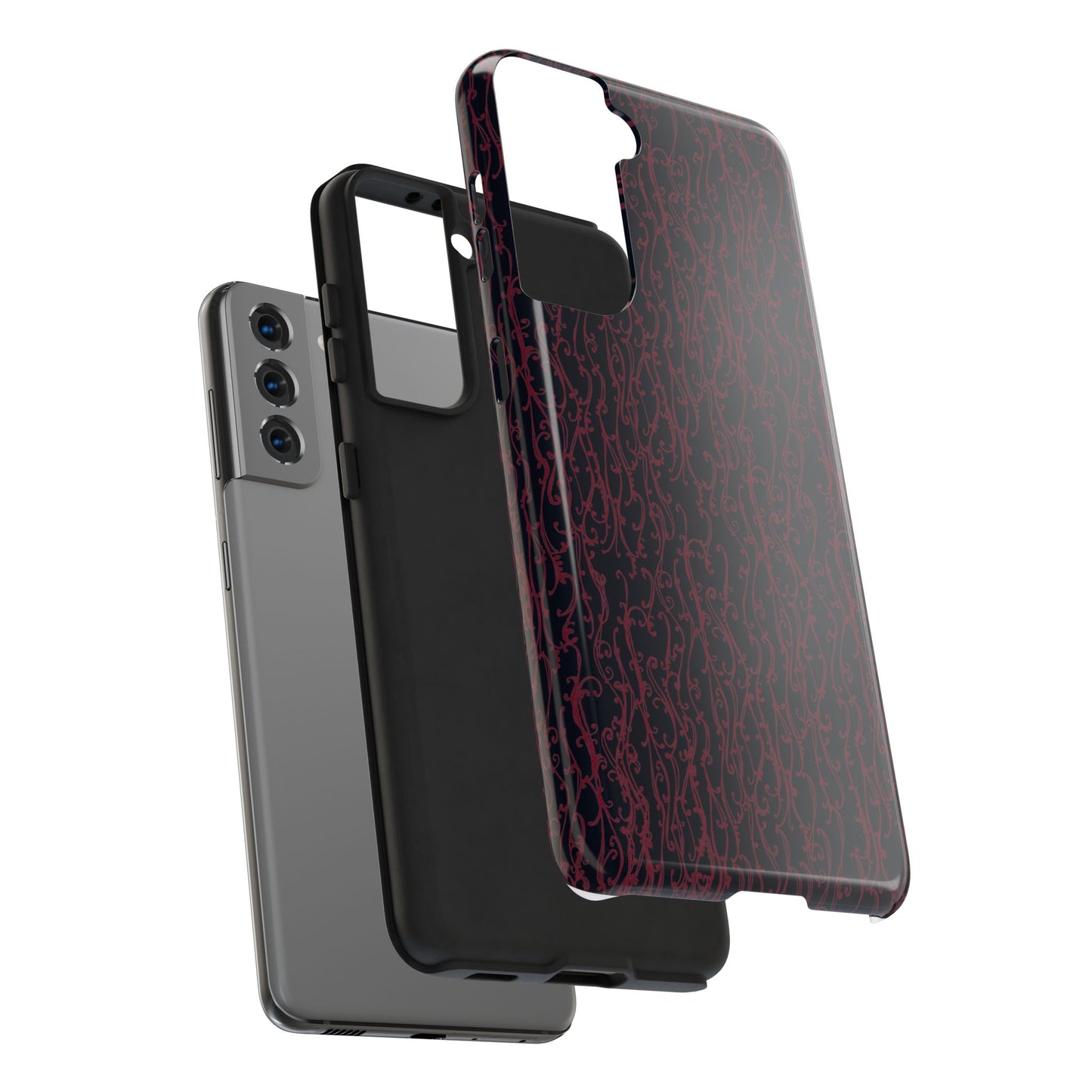 Swan Scroll Black / Red Phone Case