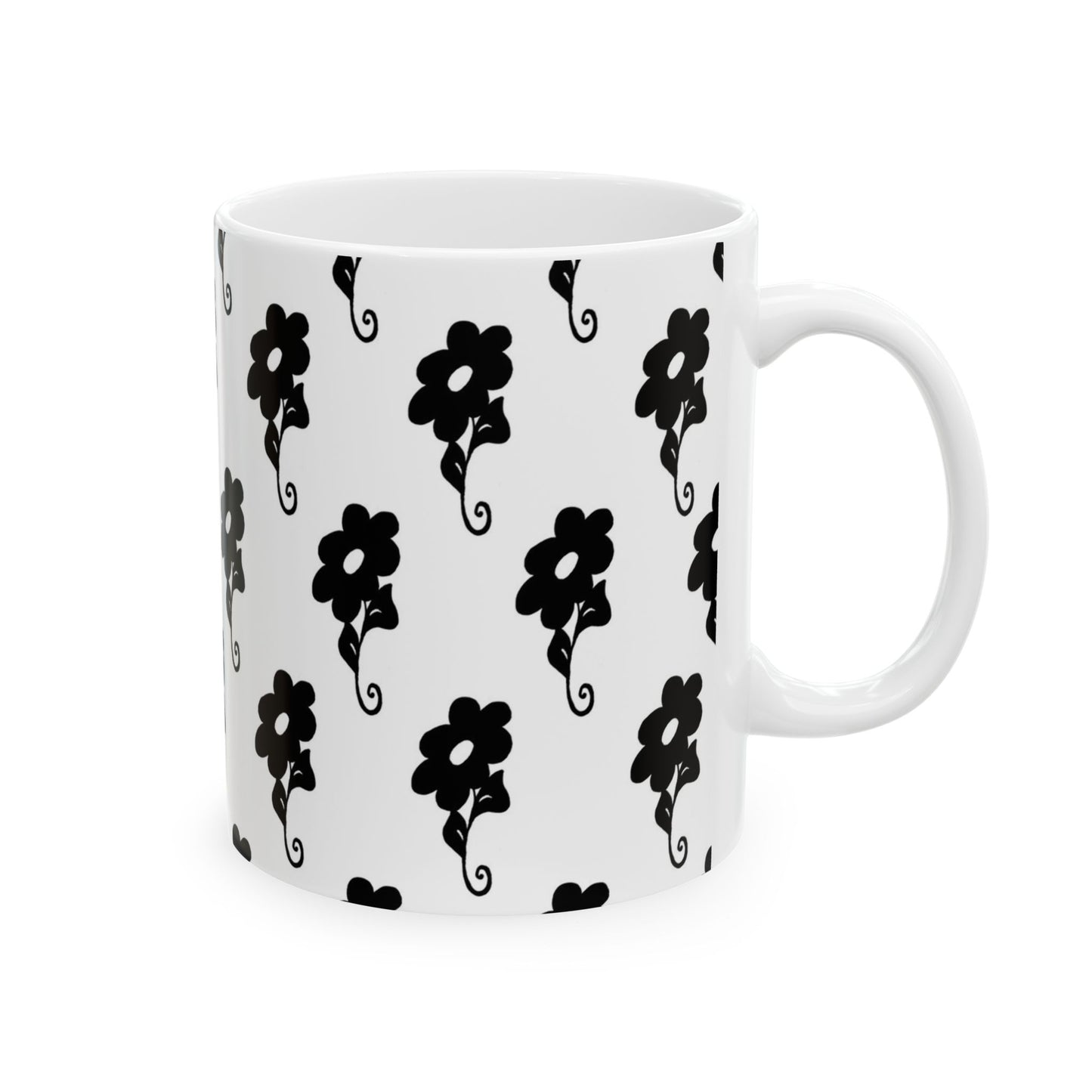 Flowers White / Black Cup