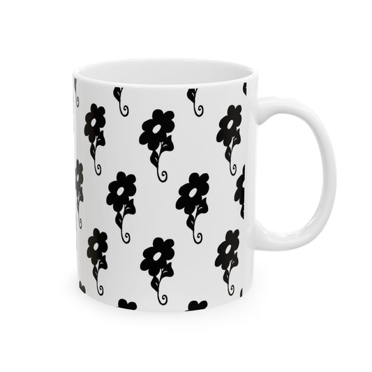 Flowers White / Black Cup