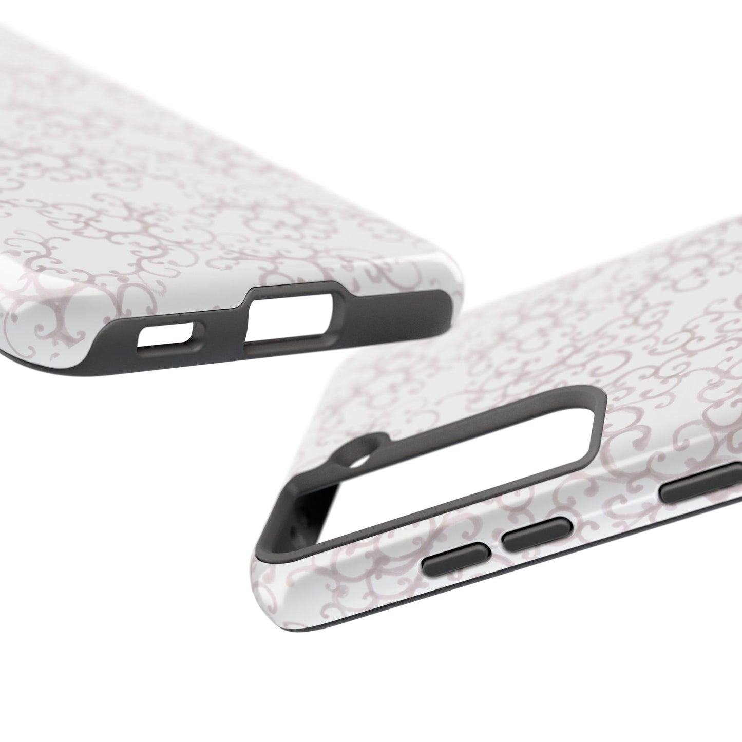 Scrollie White / Silver Phone Case