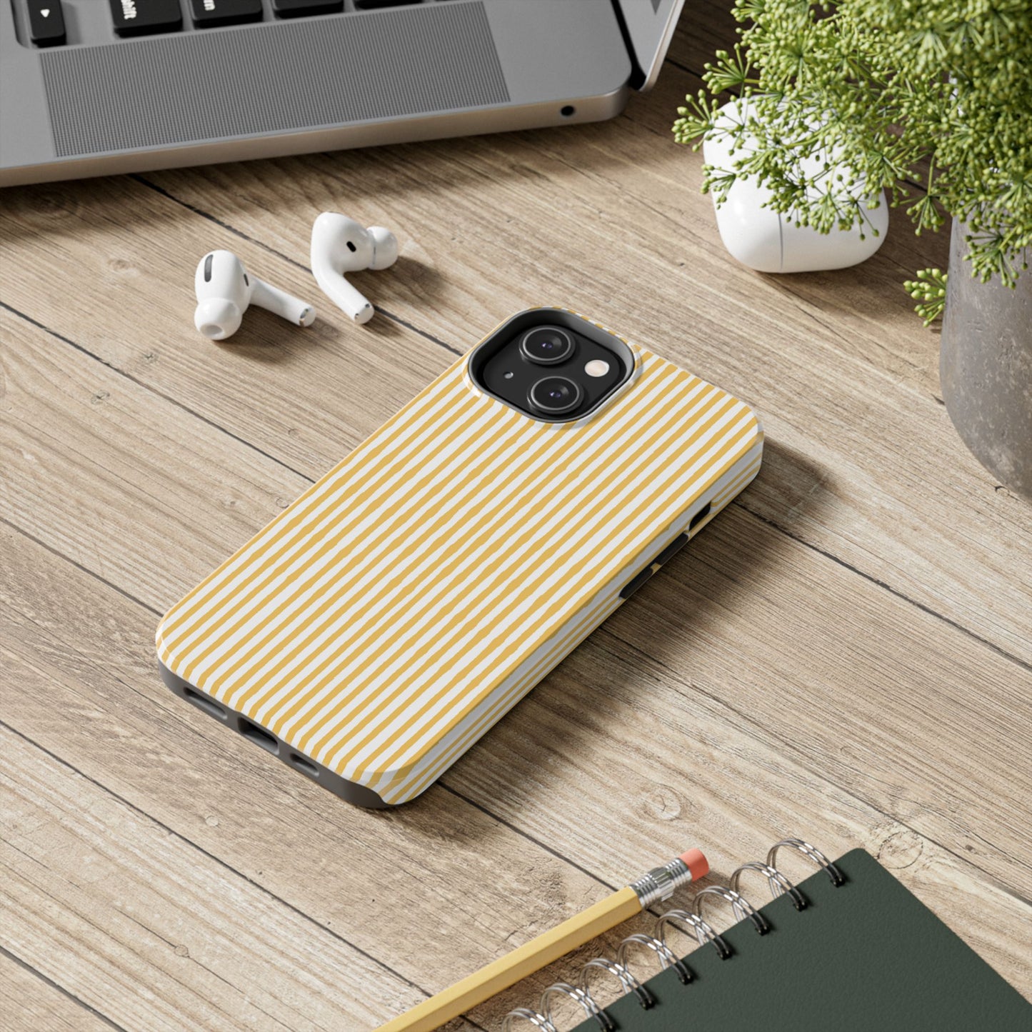Lazy Stripe Yellow / White Phone Case