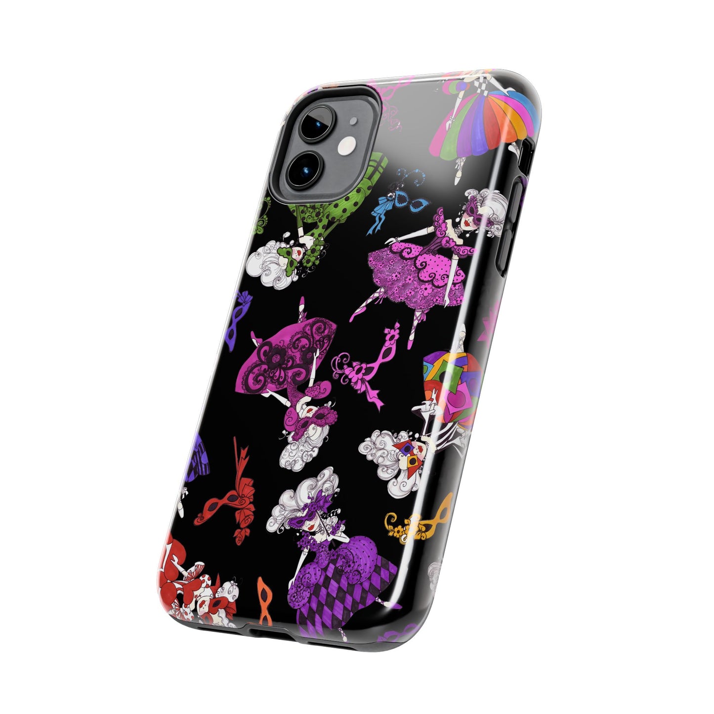 Tossed Masquerade Ladies Black Phone Case