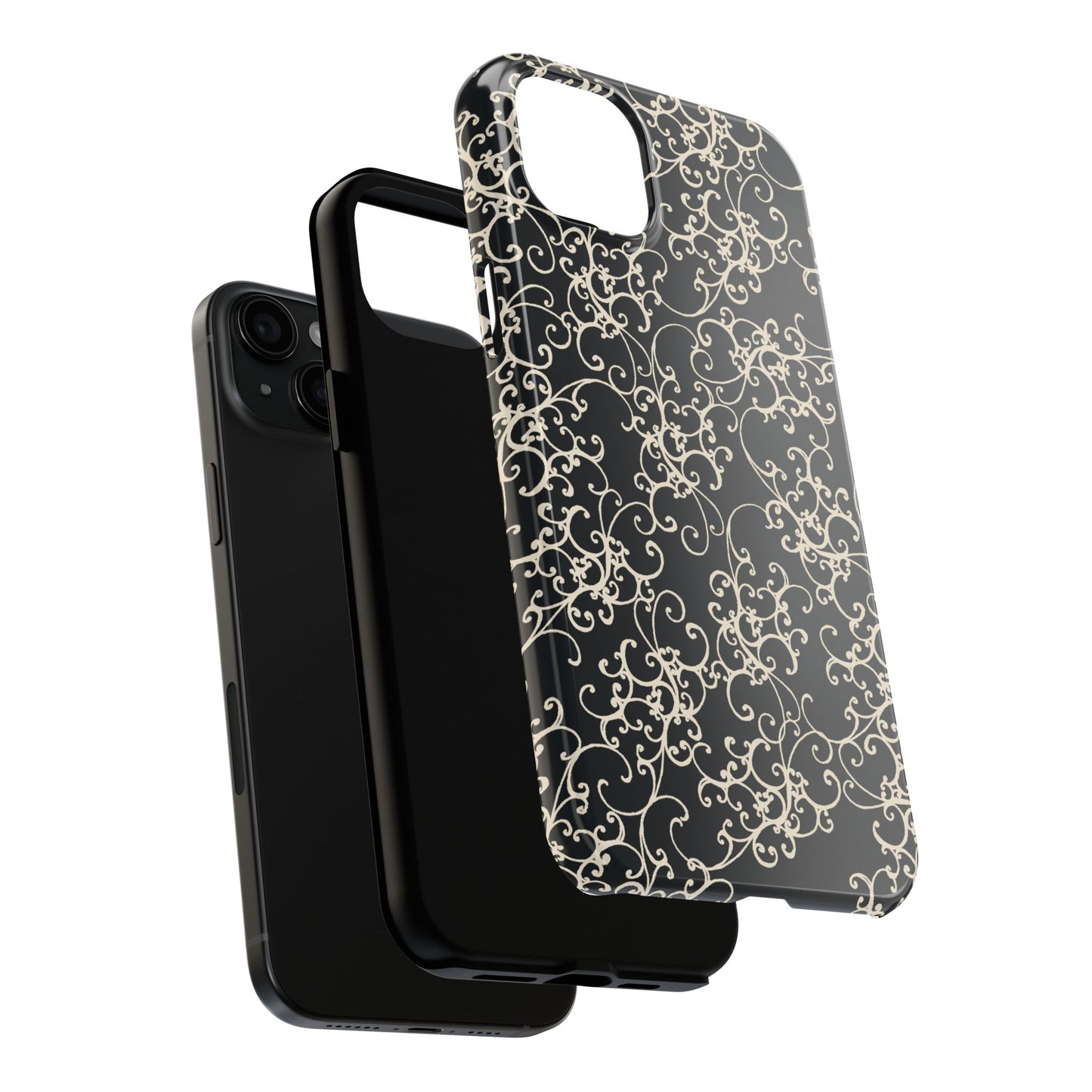 Elegant Scroll Black / Ivory Phone Case