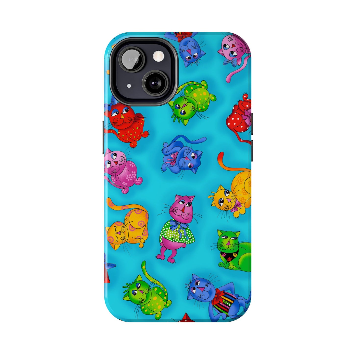 Tossed Cool Cats Turquoise Phone Case