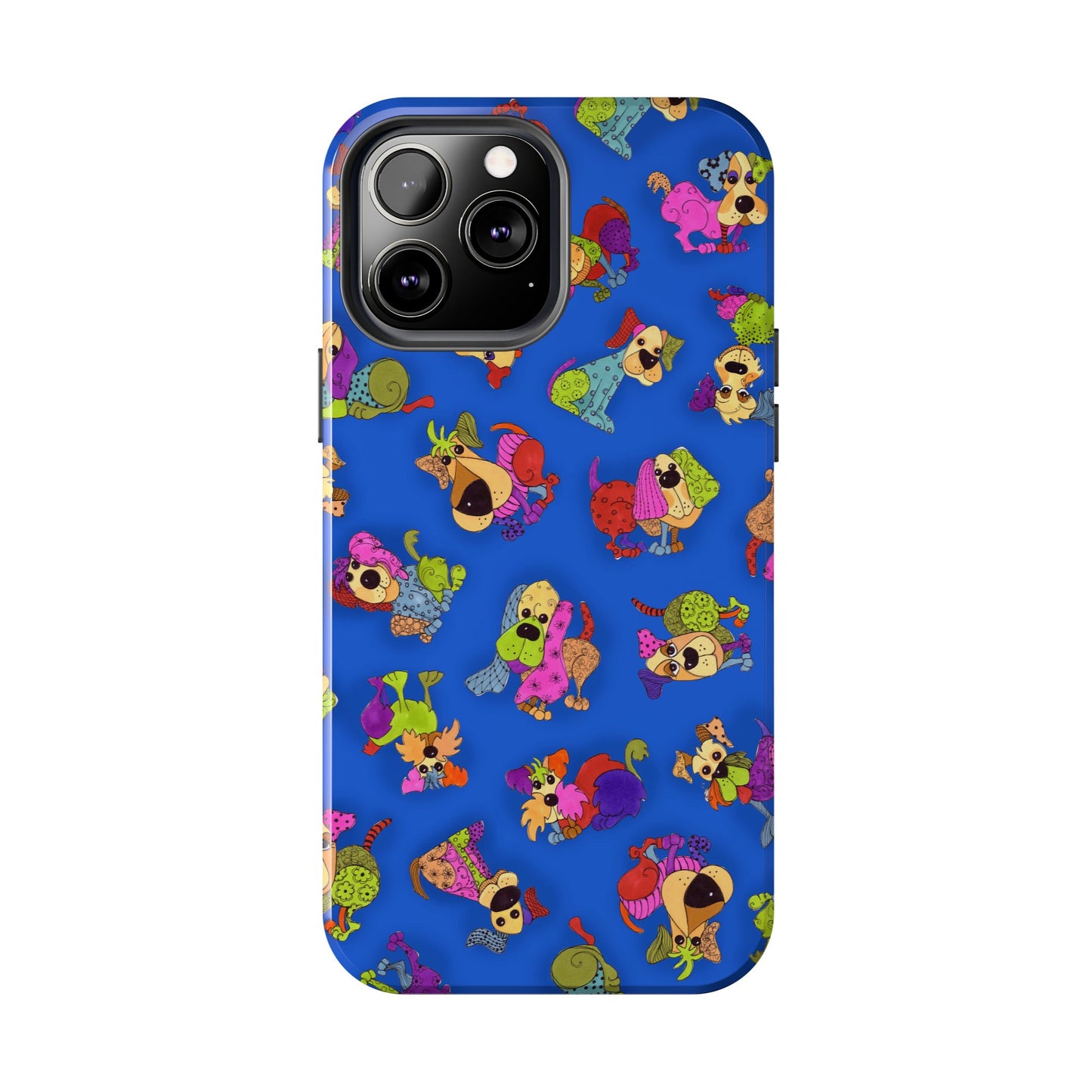 Tossed Happy Dogs Blue Phone Case