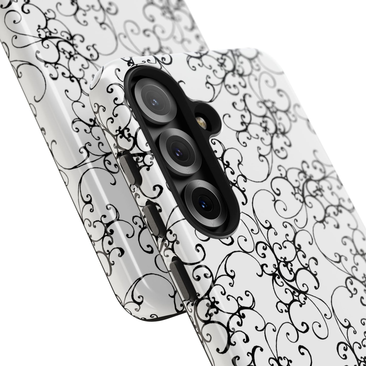 Elegant Scroll White / Black Phone Case