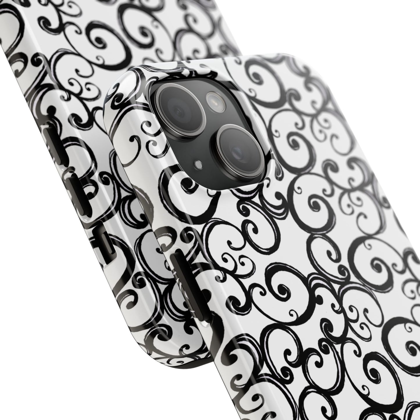 Curls White / Black Phone Case