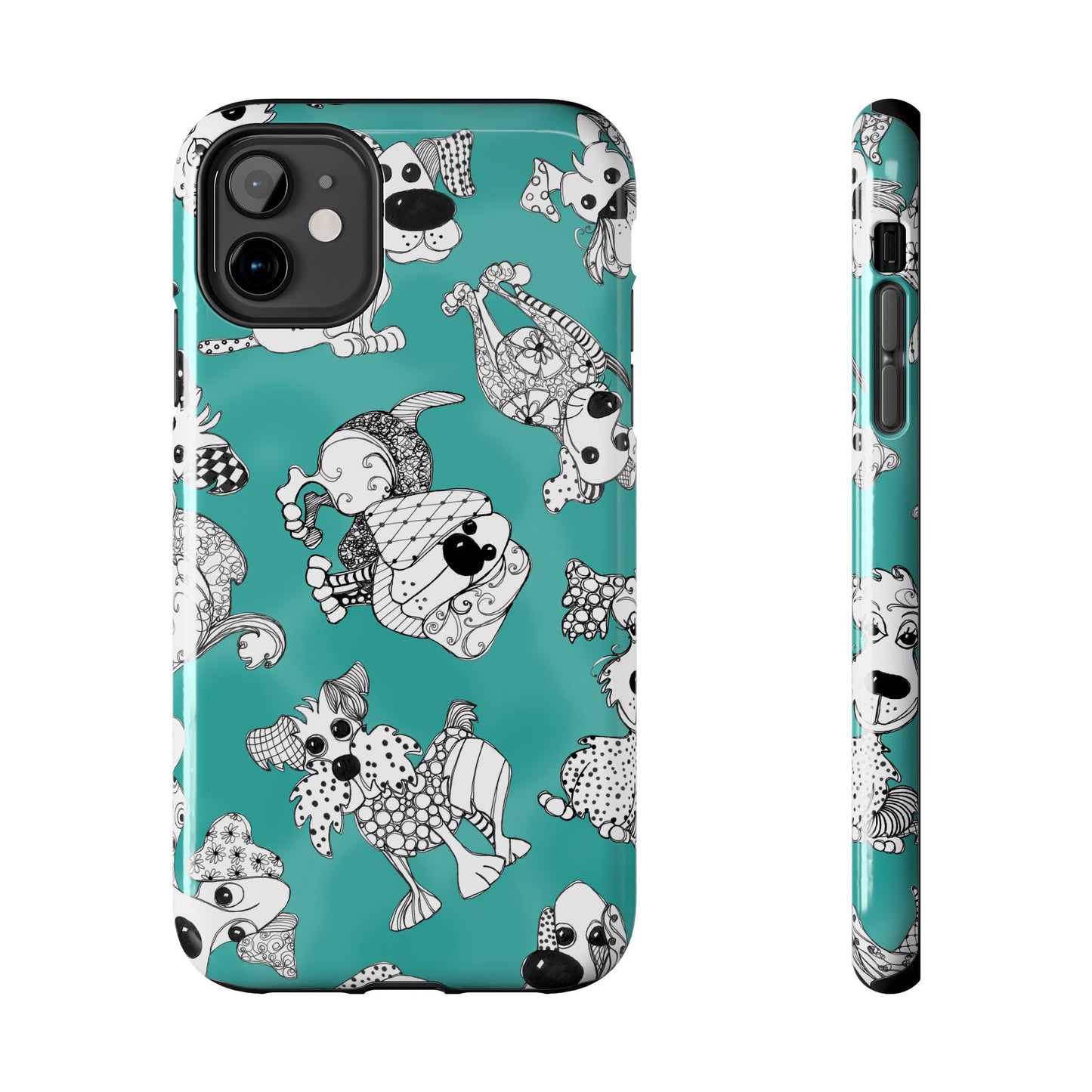 Doodle Dogs Turquoise Phone Case
