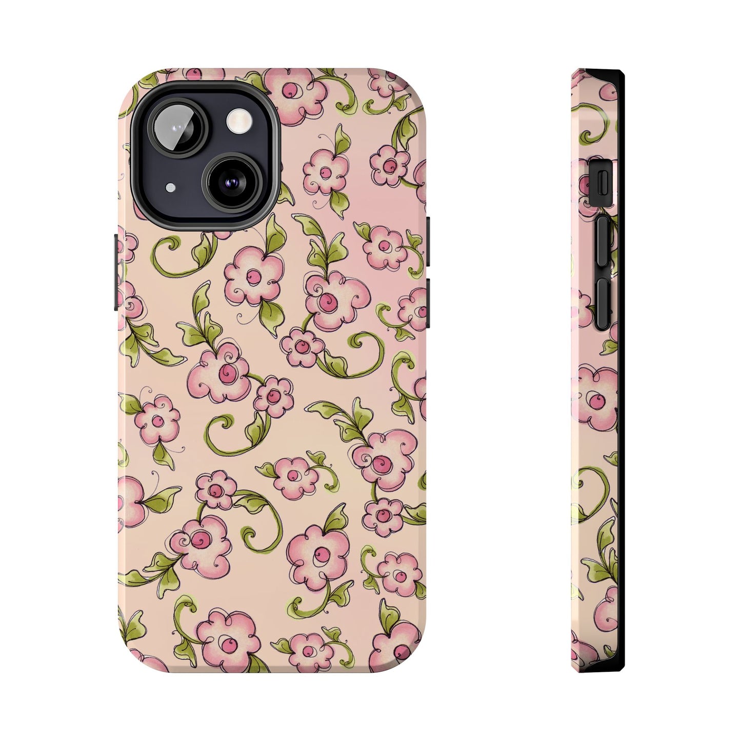 Scroll Daisies Peach / Peach Phone Case