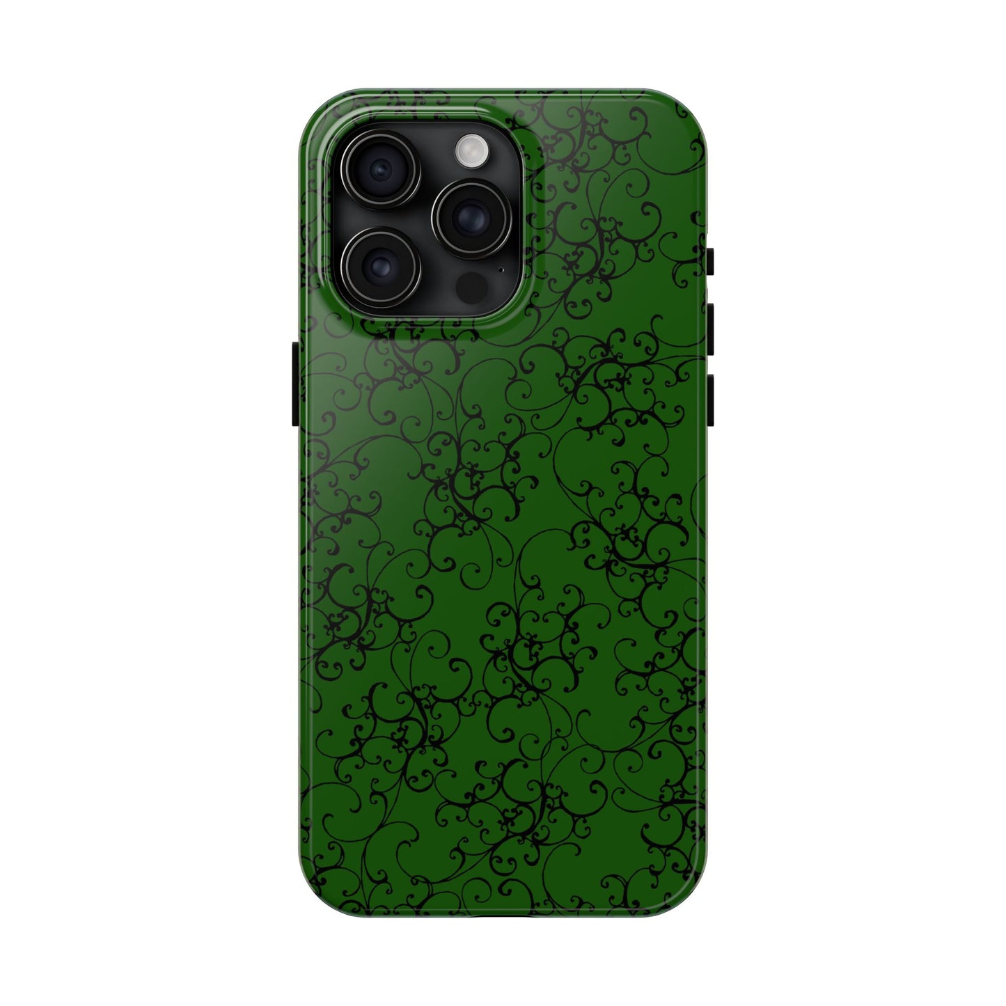 Elegant Scroll Dark Green / Black Phone Case