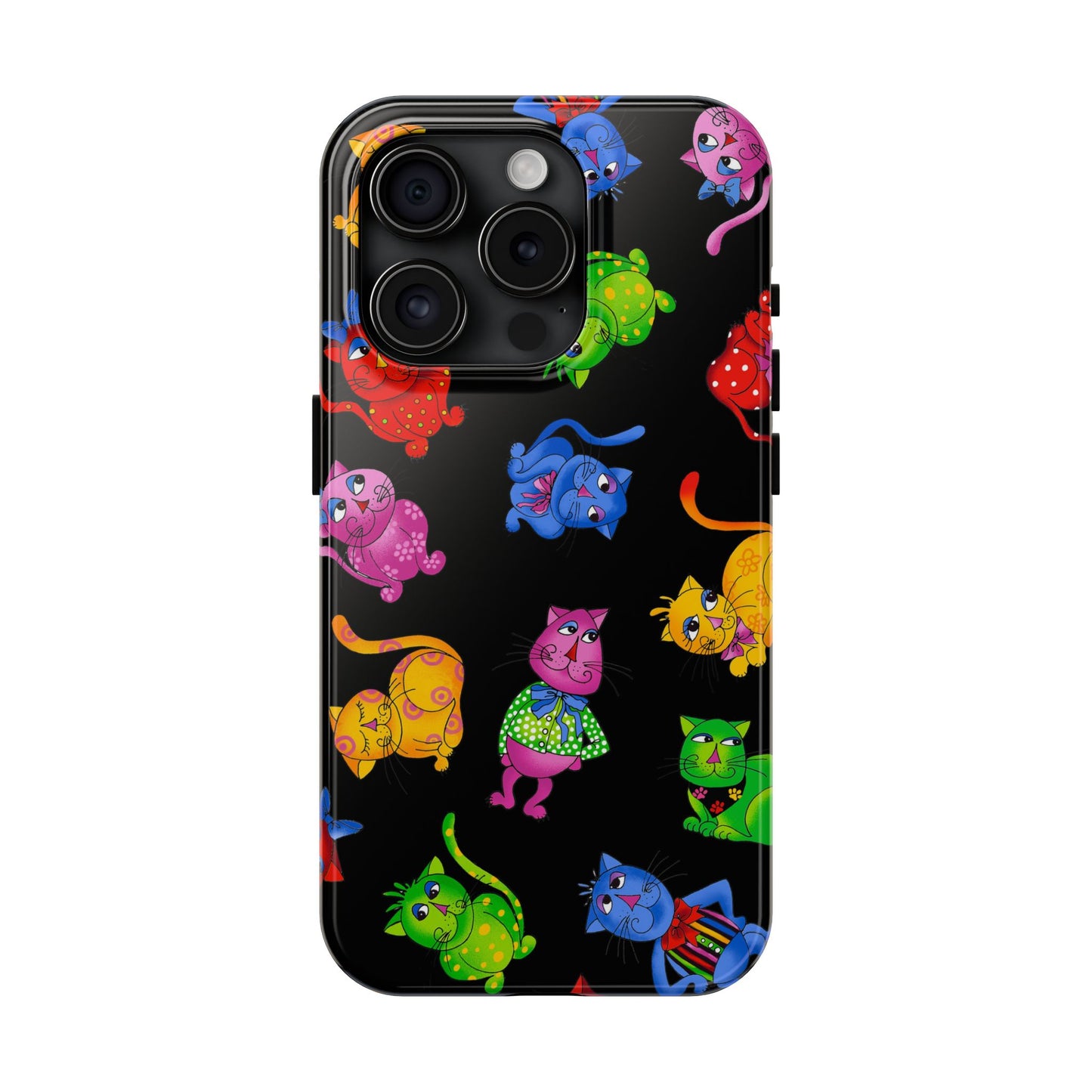 Tossed Cool Cats Black Phone Case