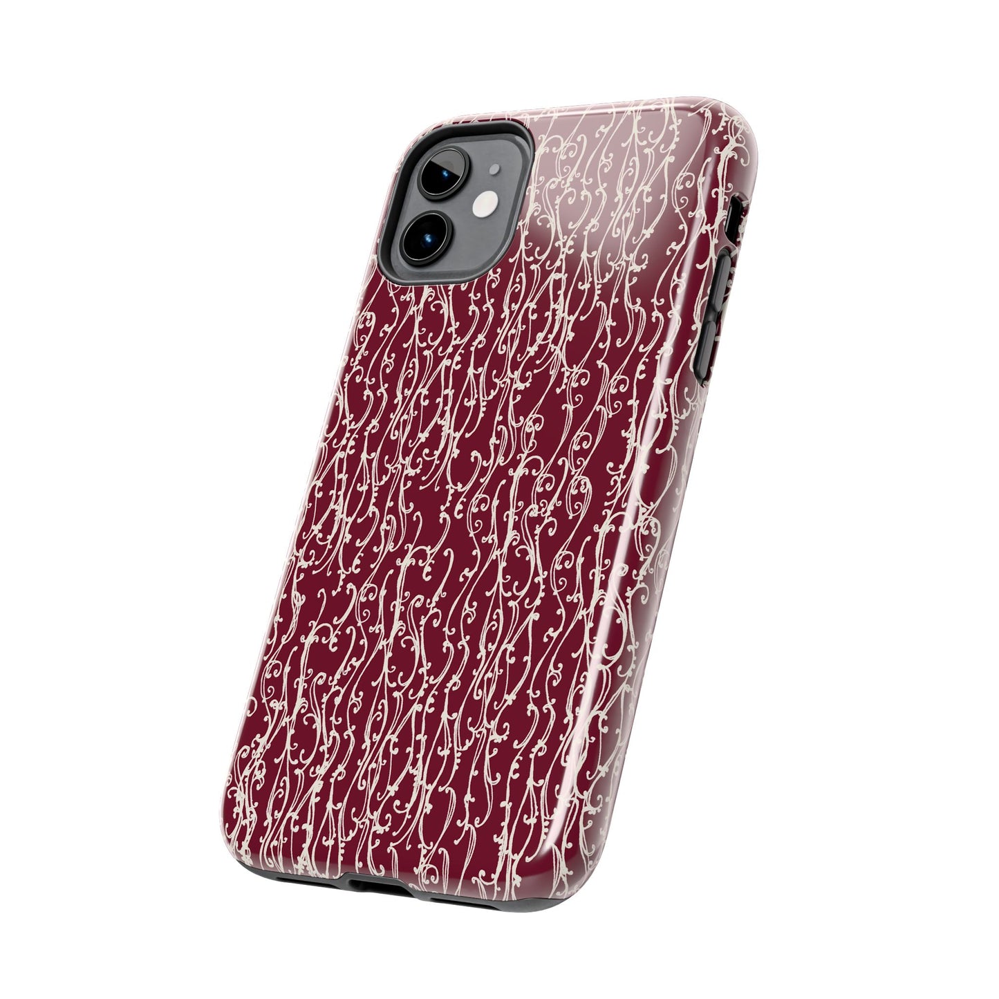 Swan Scroll Red / White Phone Case