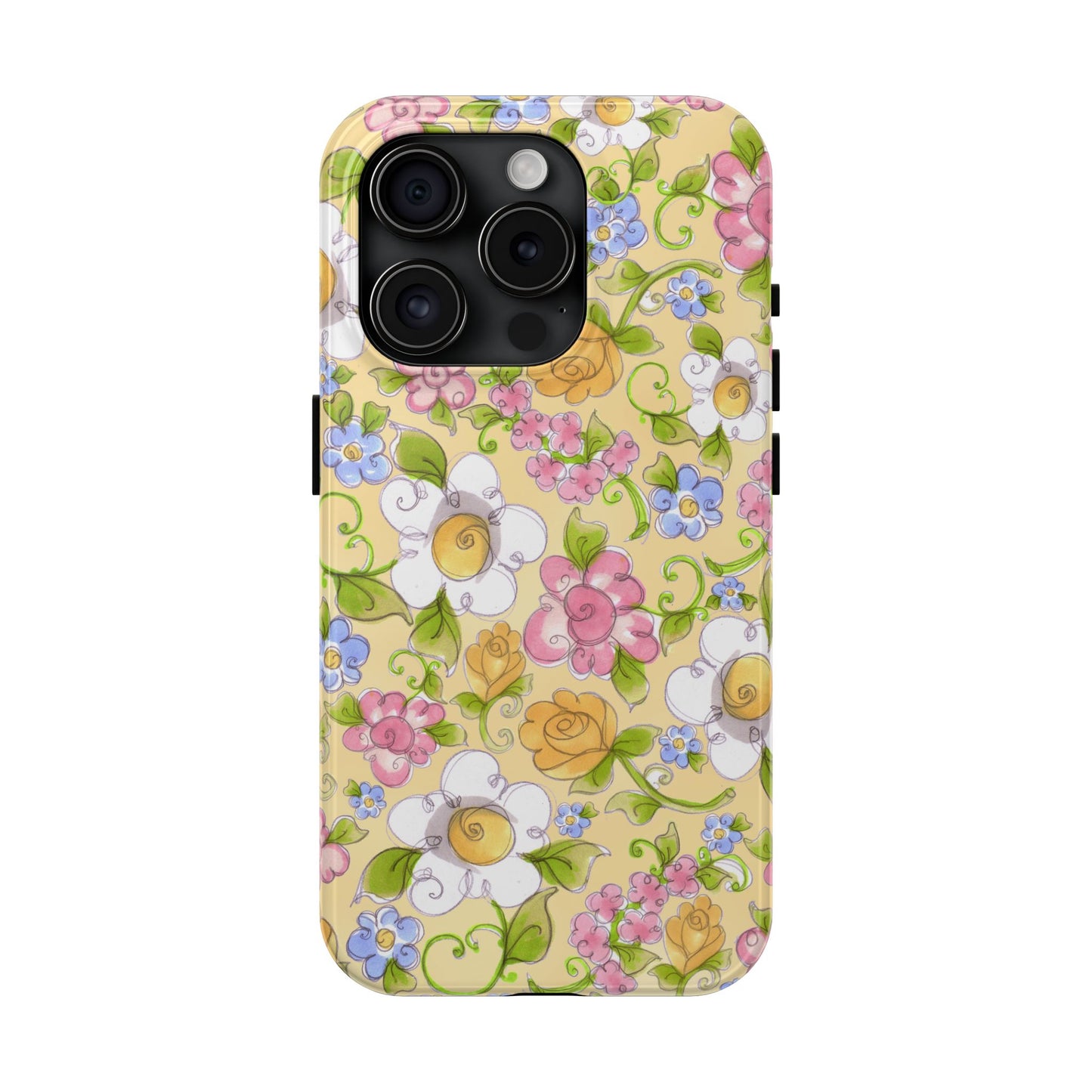 Flower Frolic Yellow Phone Case