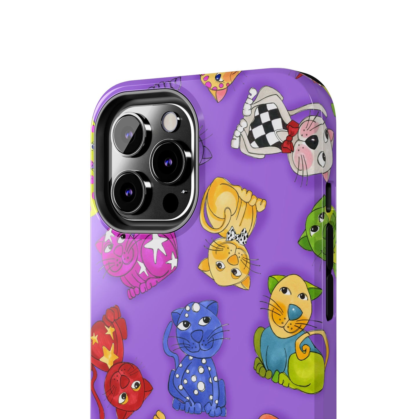 Tossed Happy Cats Purple Phone Case