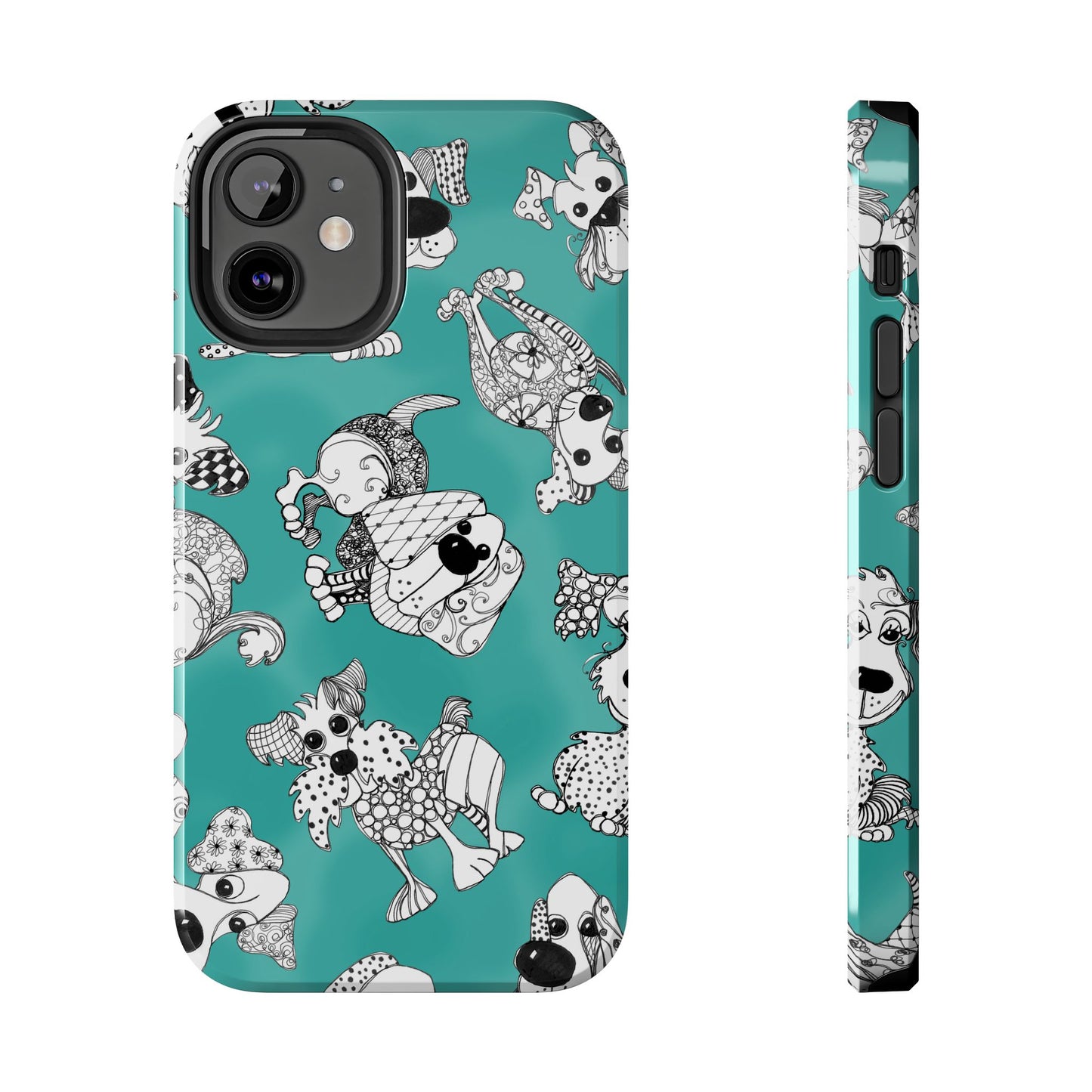 Doodle Dogs Turquoise Phone Case