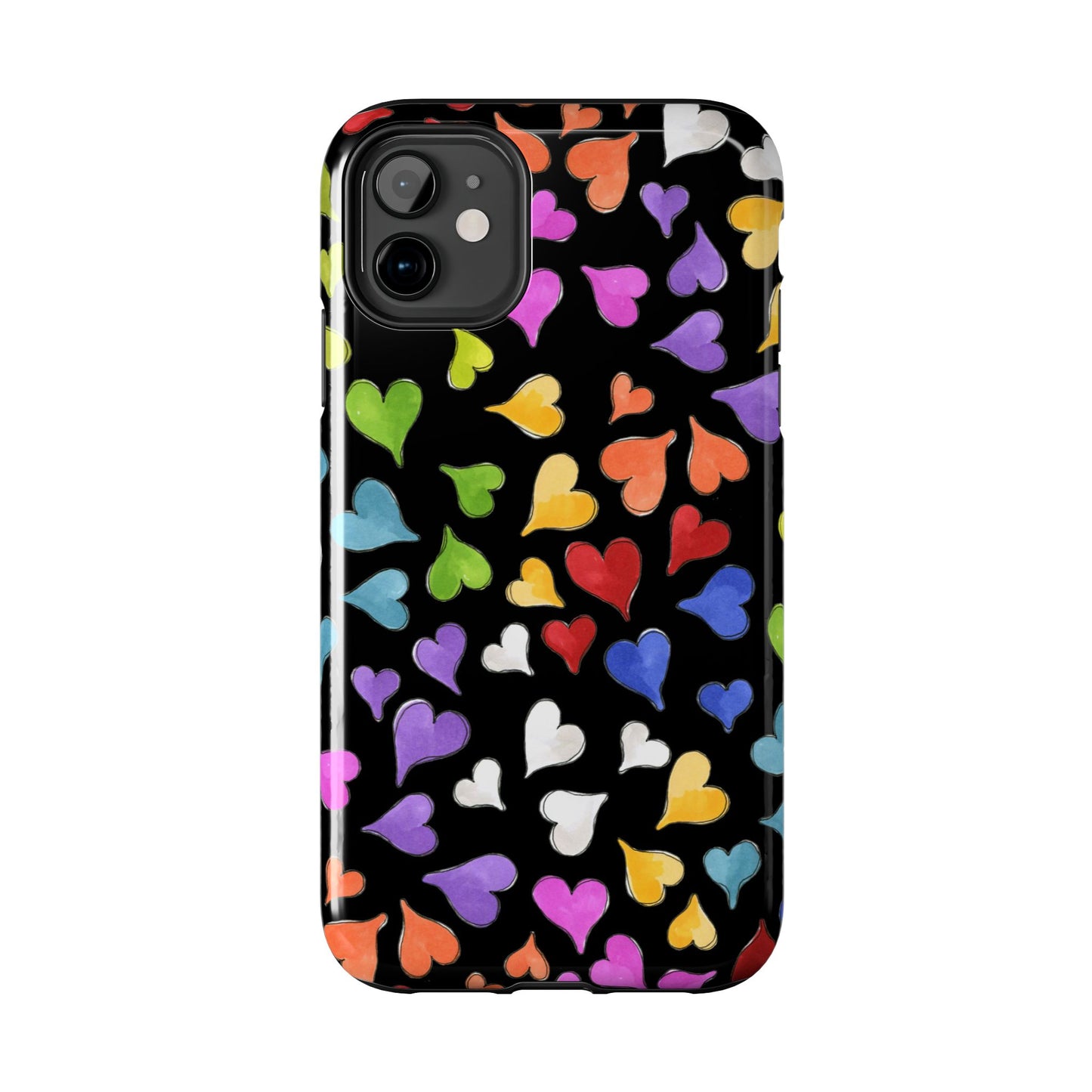 Happy Hearts Black Phone Case