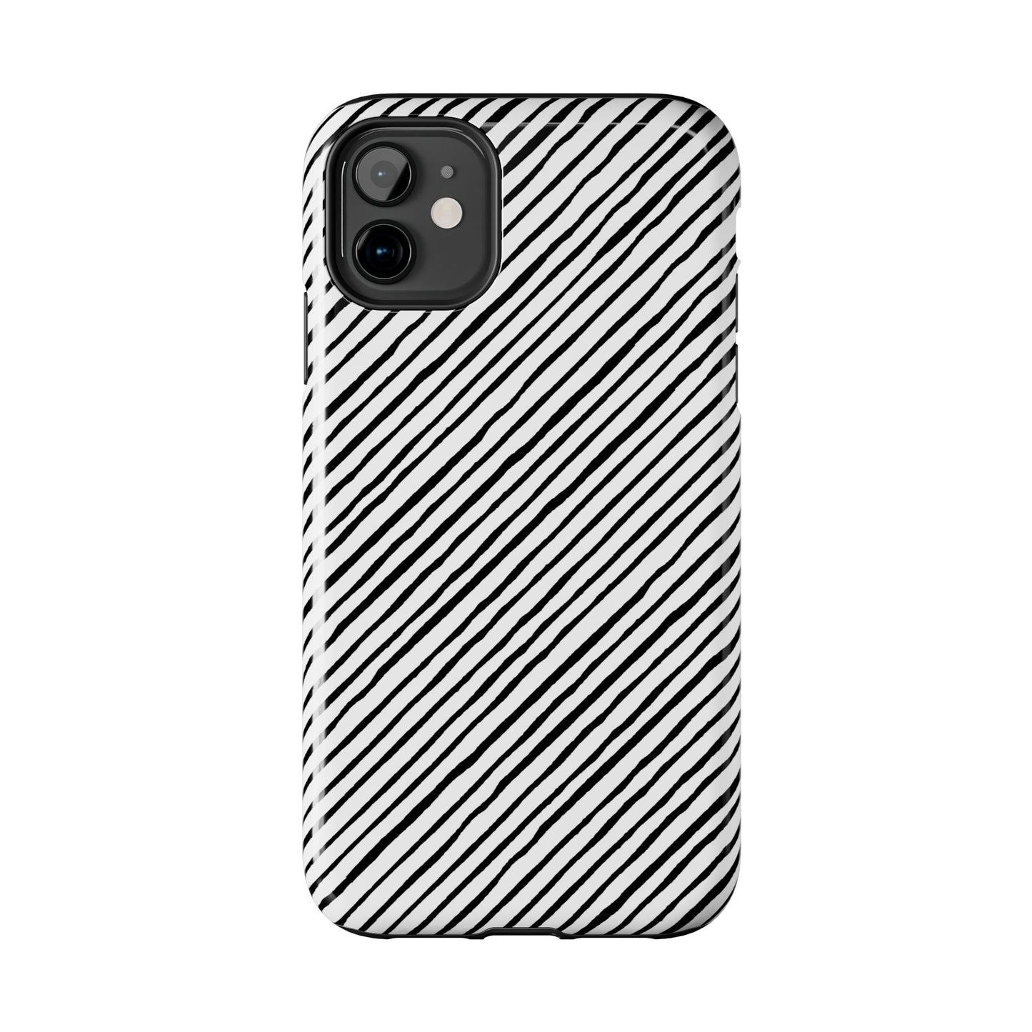 Quirky Bias Stripe White / Black Phone Case