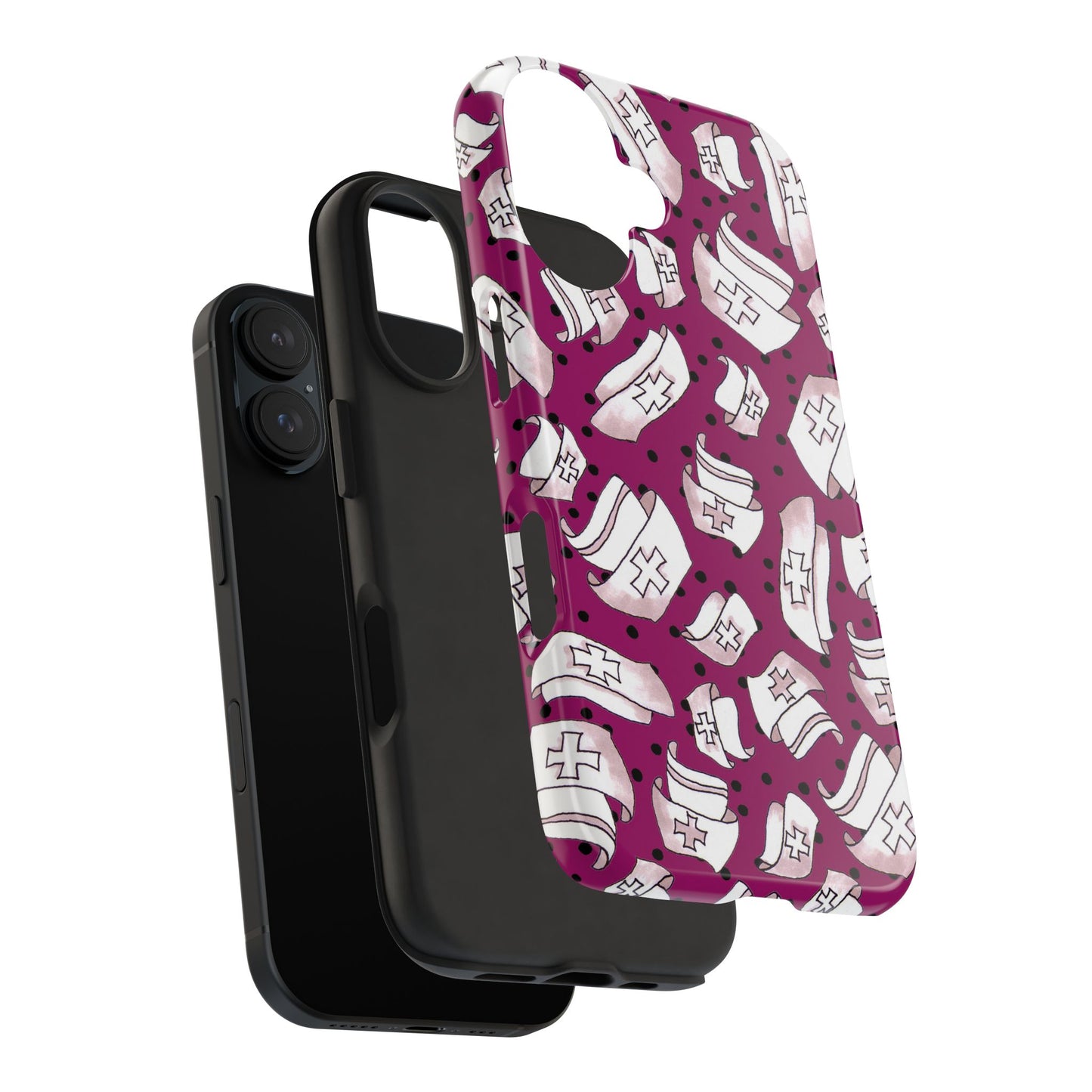 Med Hats Burgundy / Black Phone Case