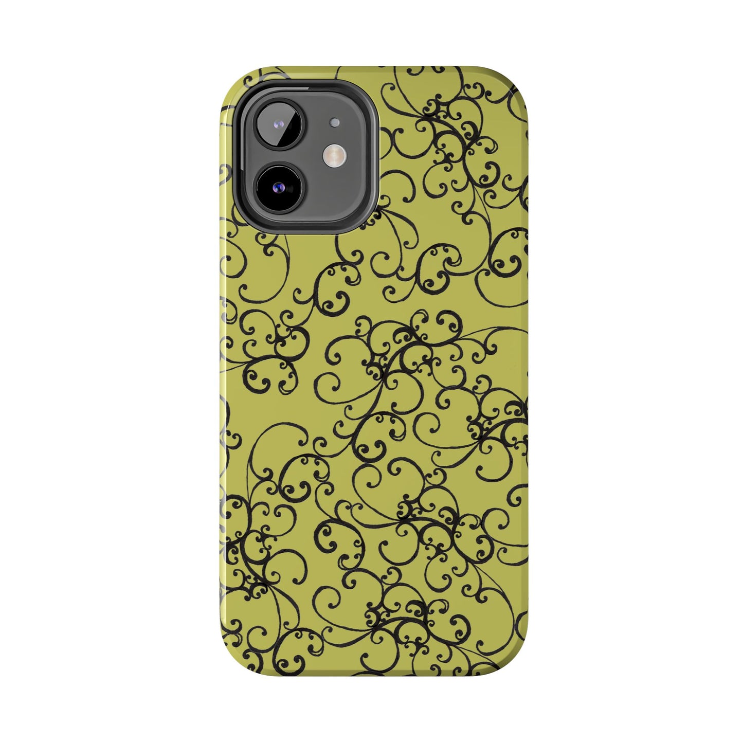 Elegant Scroll Green / Black Phone Case