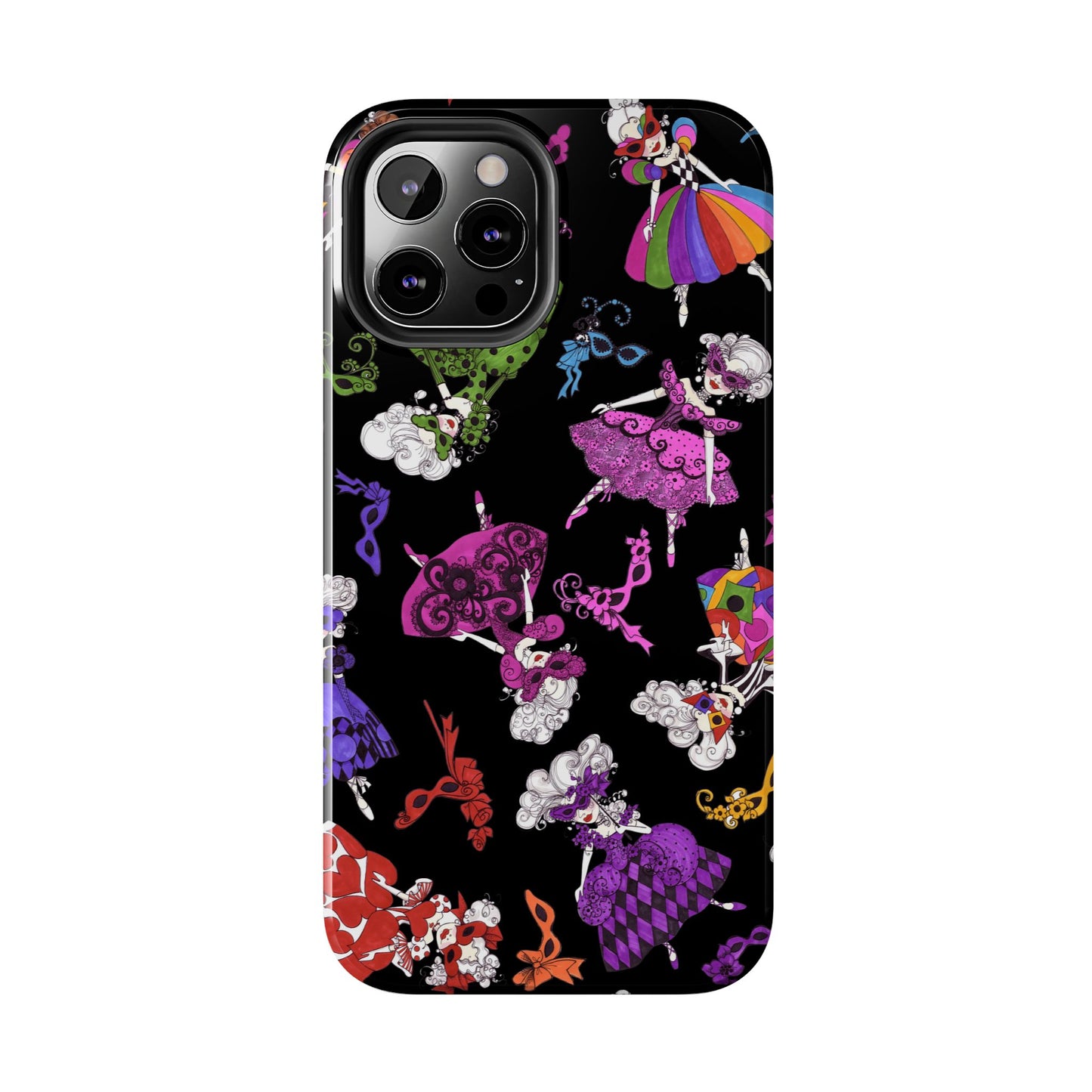 Tossed Masquerade Ladies Black Phone Case