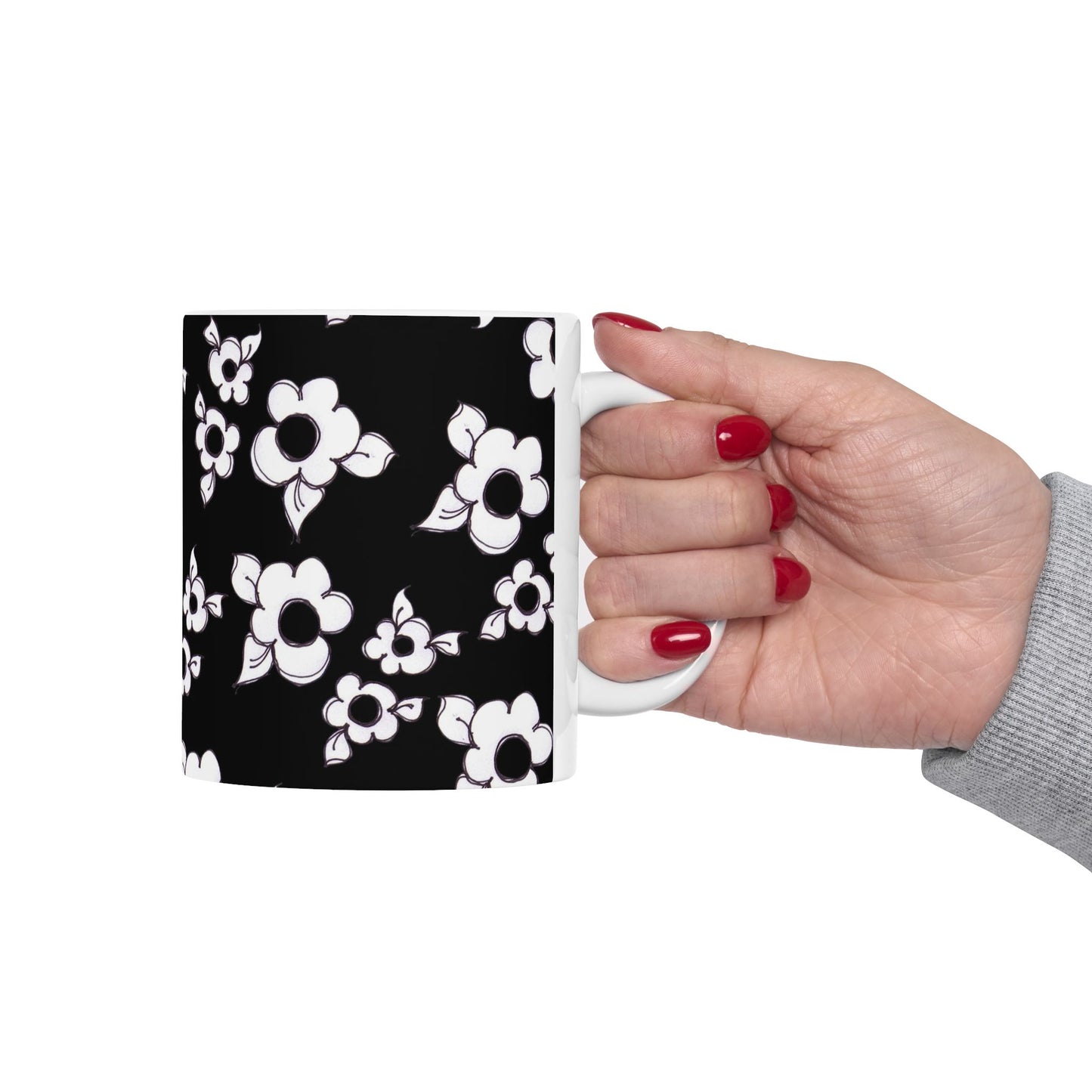 Daisy Cluster Black / White Cup