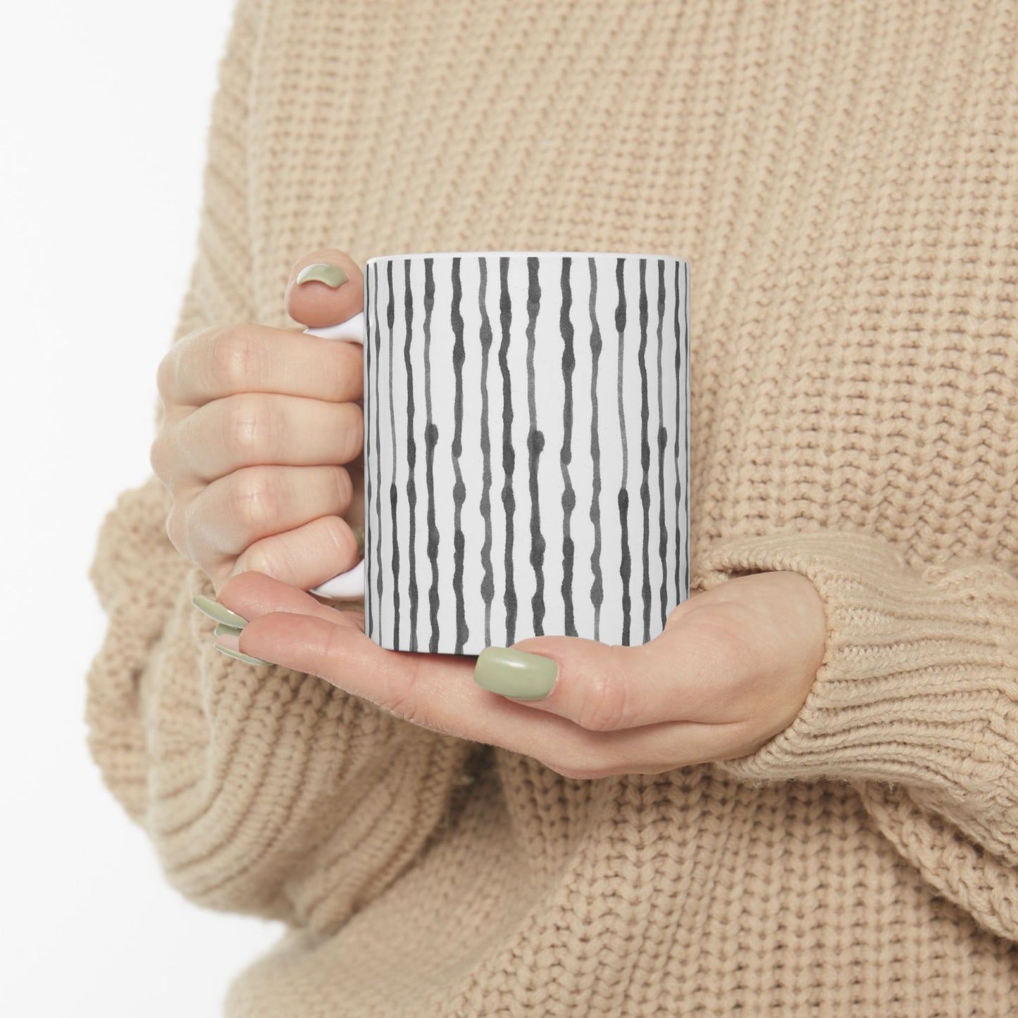 Faux Seersucker White / Charcoal Cup