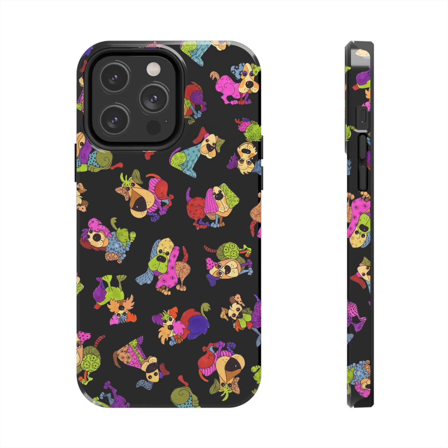 Tossed Happy Dogs Black Phone Case