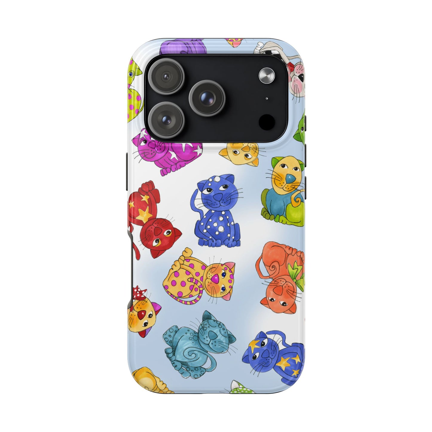 Tossed Happy Cats Blue Sky Phone Case