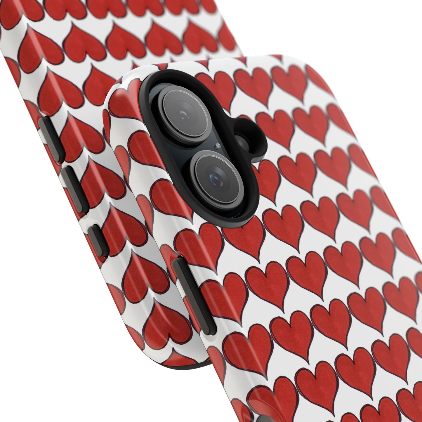 Heartbeats White / Red Phone Case