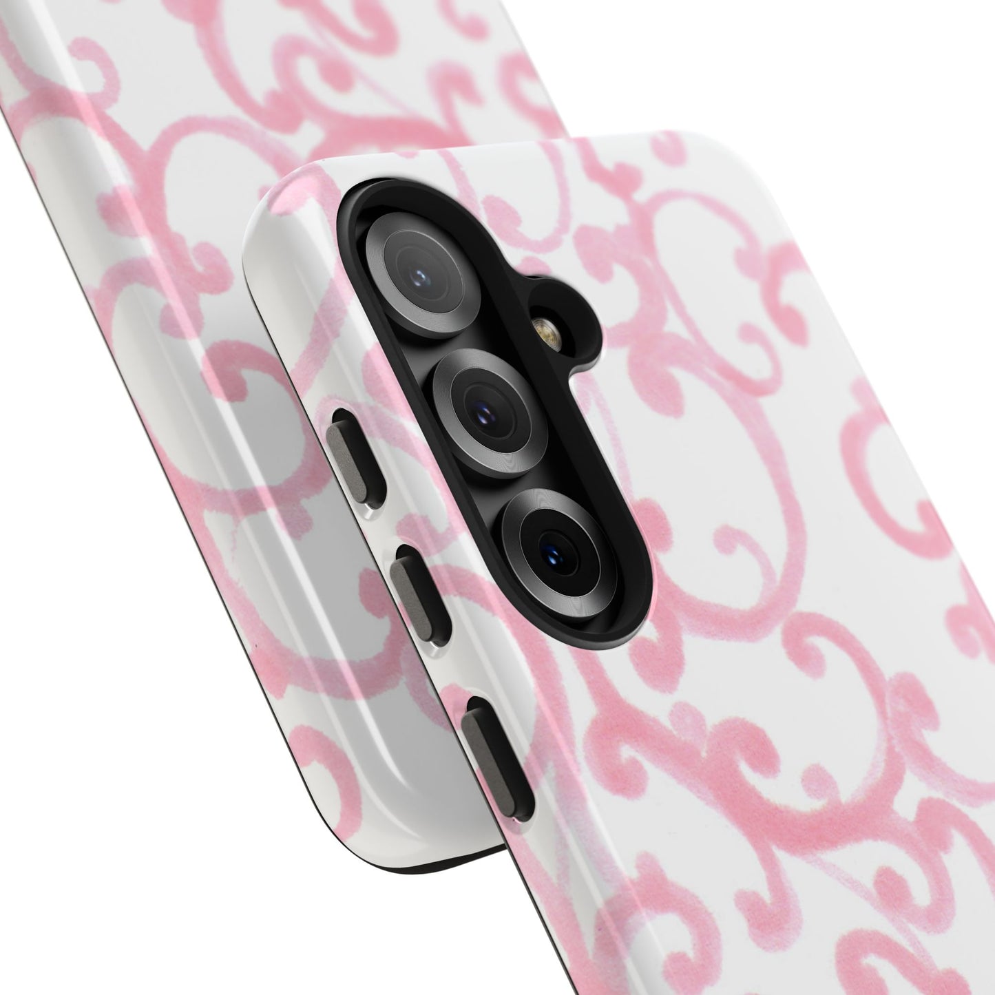 Scrollie White / Pink Phone Case