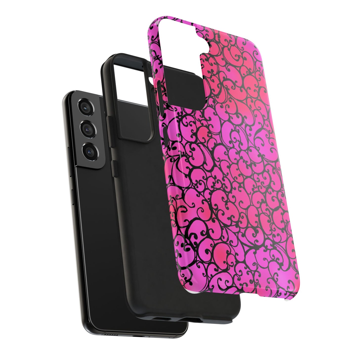 Scrollie Cerise / Black Phone Case