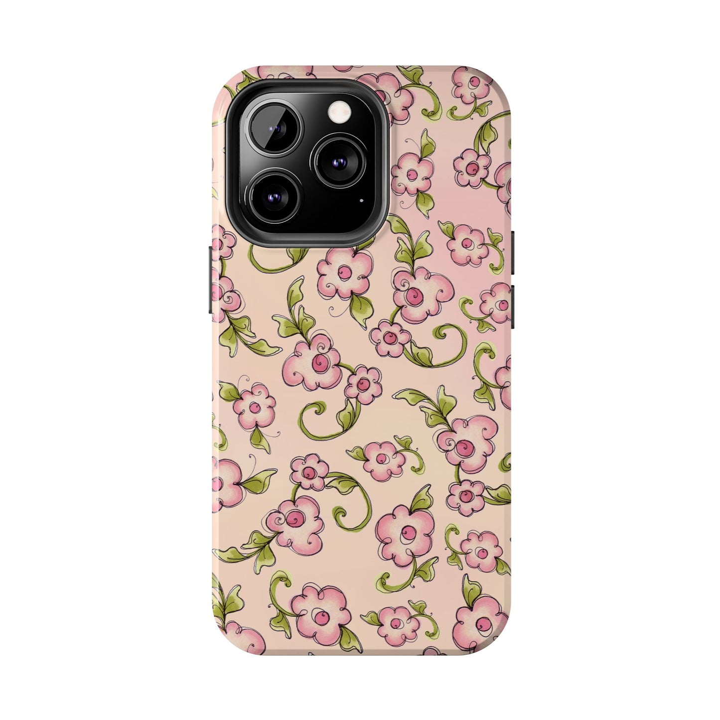 Scroll Daisies Peach / Peach Phone Case