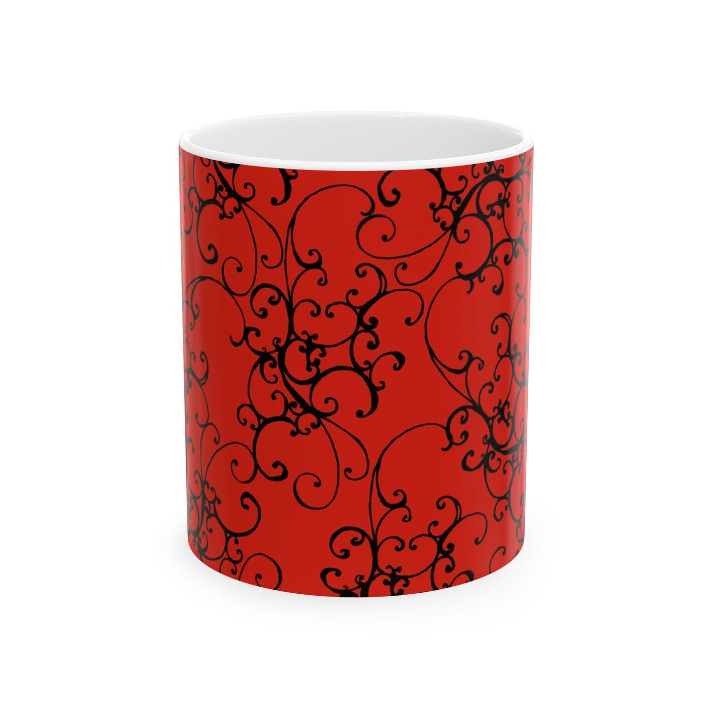 Elegant Scroll Red / Black Cup