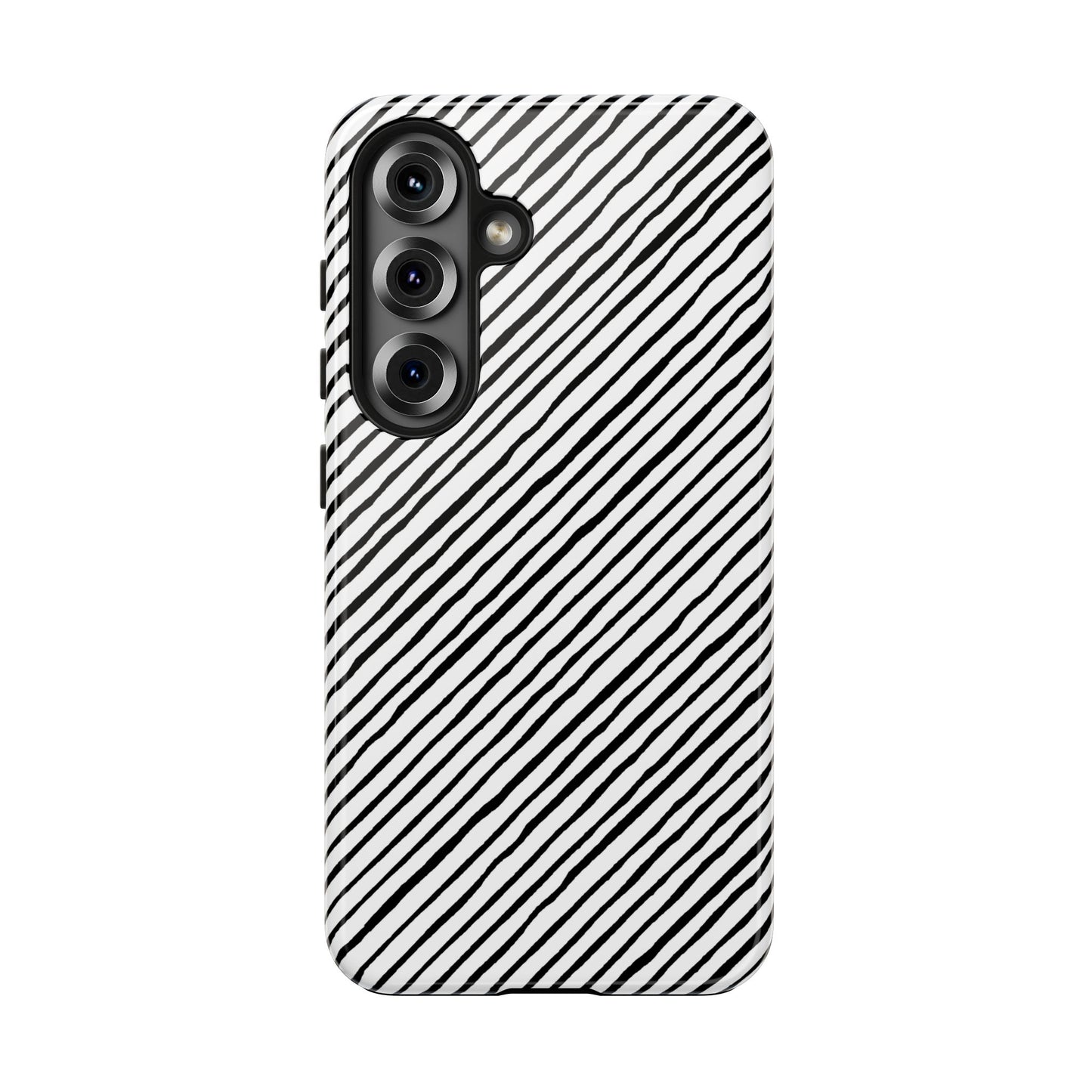 Quirky Bias Stripe White / Black Phone Case