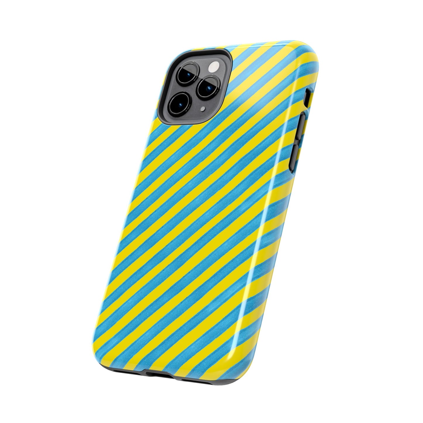 Bias Stripe Turquoise / Yellow Phone Case